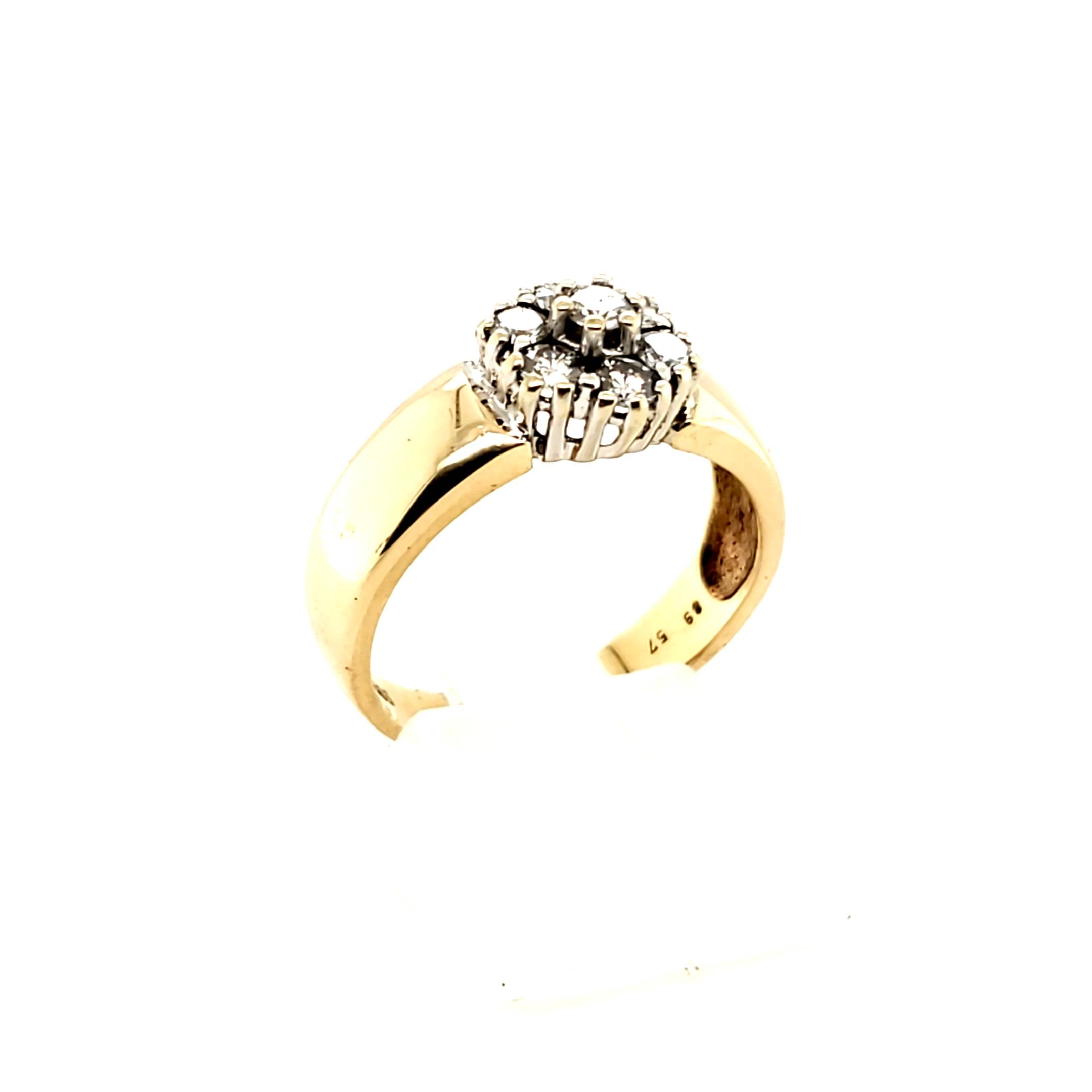 Ring Gelb Weiß Gold 585 14kt Gr.53 7 Brillanten ca.0,63ct