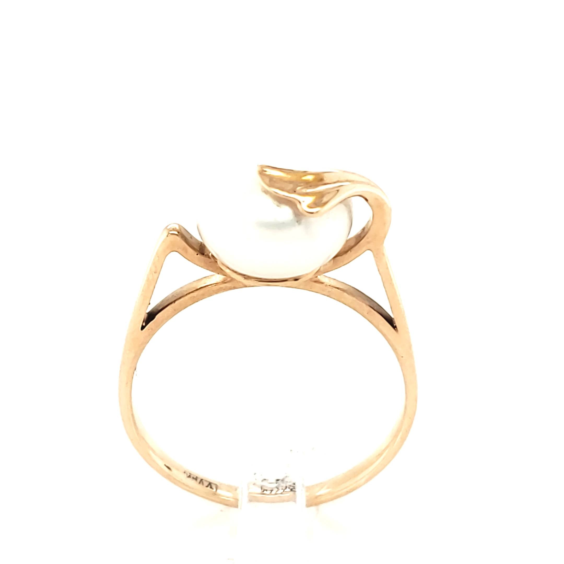 Ring Rotgold 585/14kt Besetzt mit einer Perle Größe 55