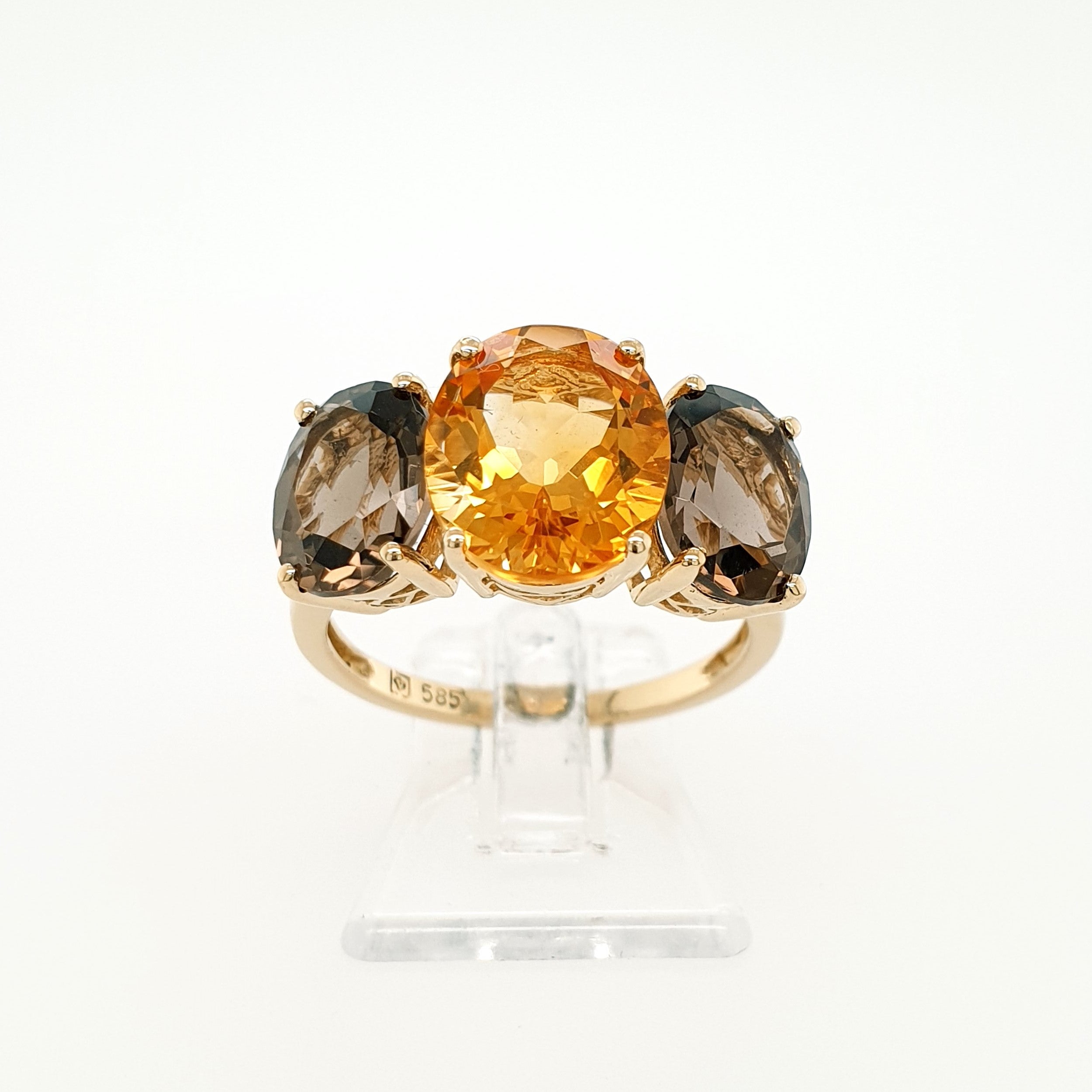 M 163121 Wert 1.480,- Rauchquarz Ring 585 Gelb Gold 14 KT deals XXYY