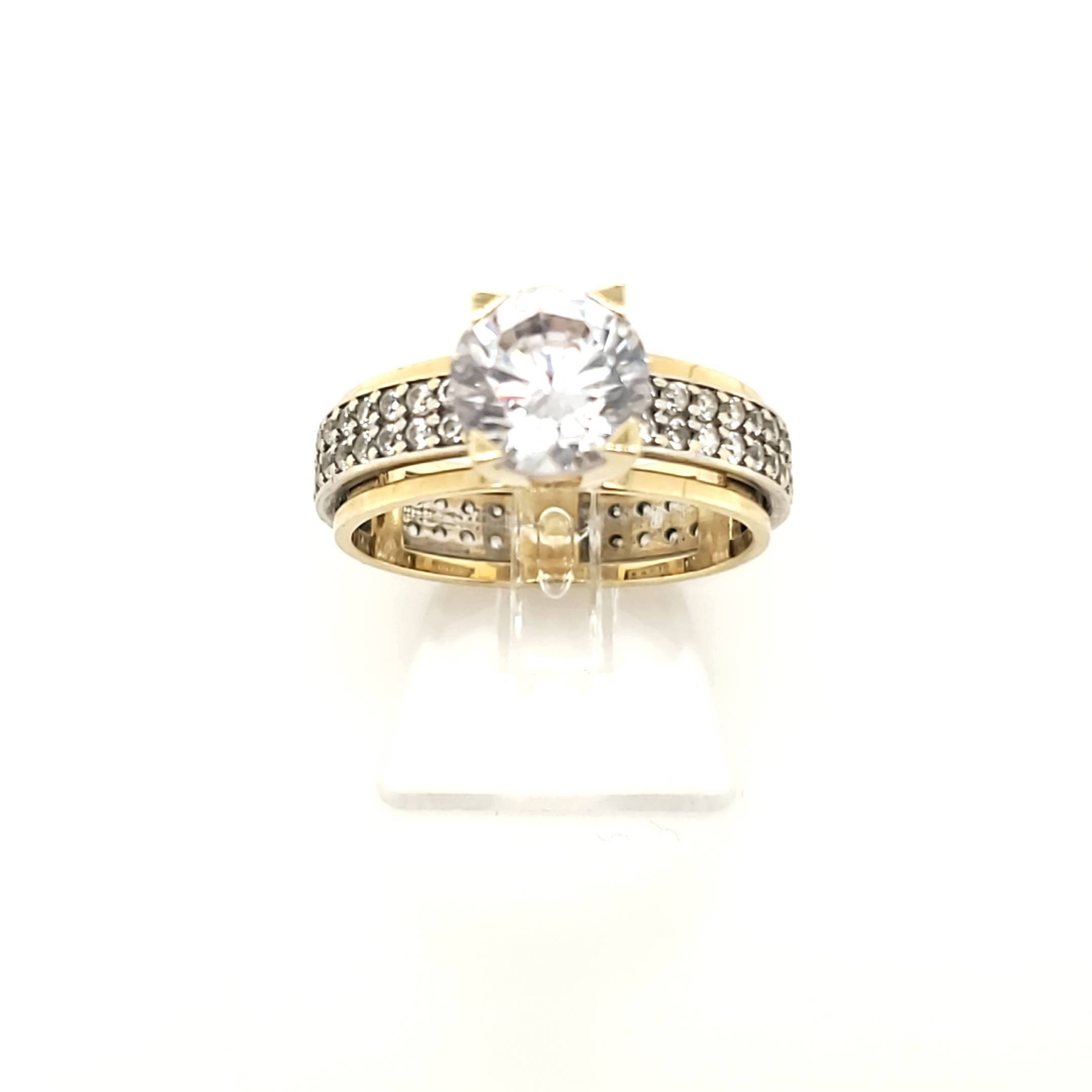 Drehring Gelbgold Weißgold 585 Gr.56
