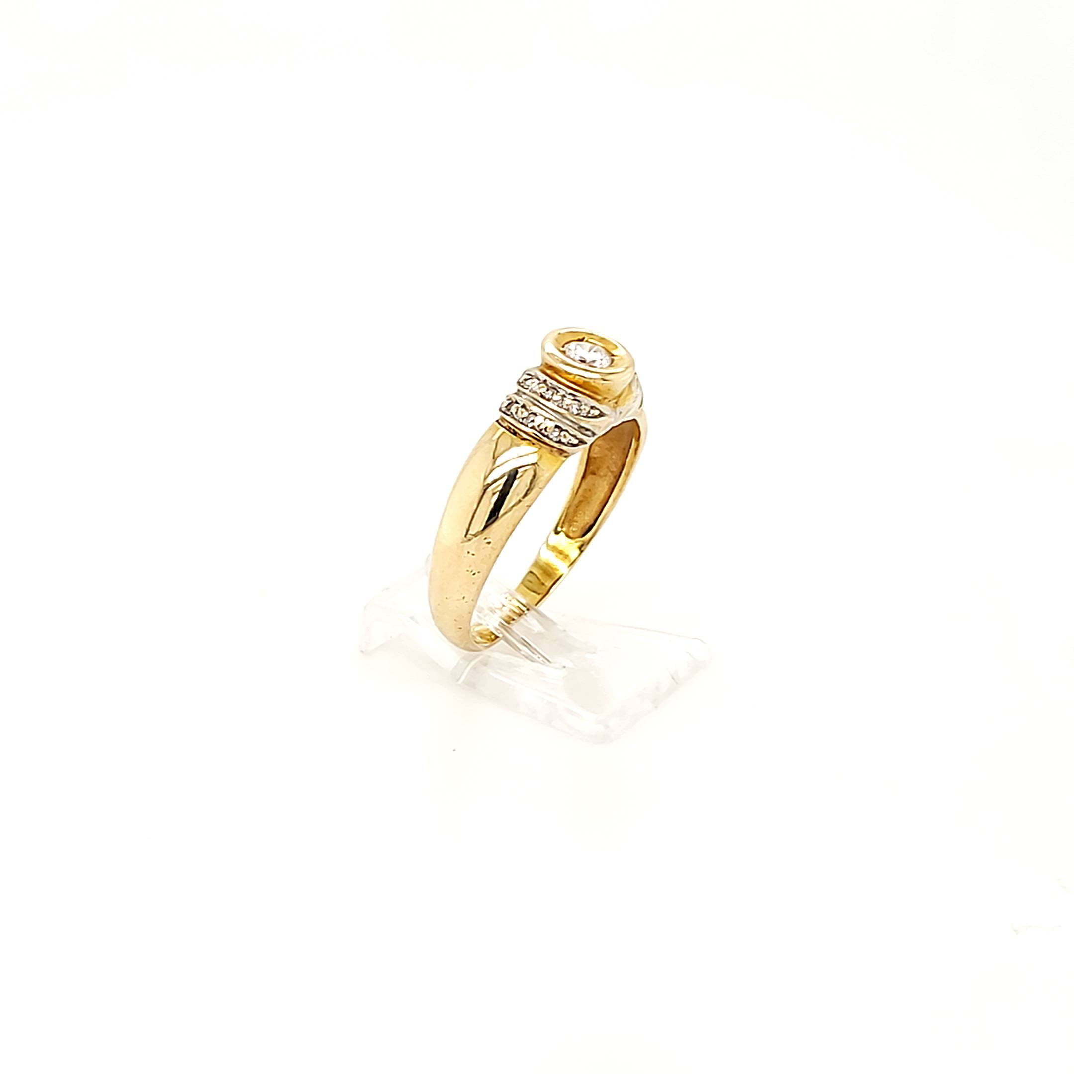 Ring Gelbgold Weißgold 585 Gr.60 Brillanten Diamanten