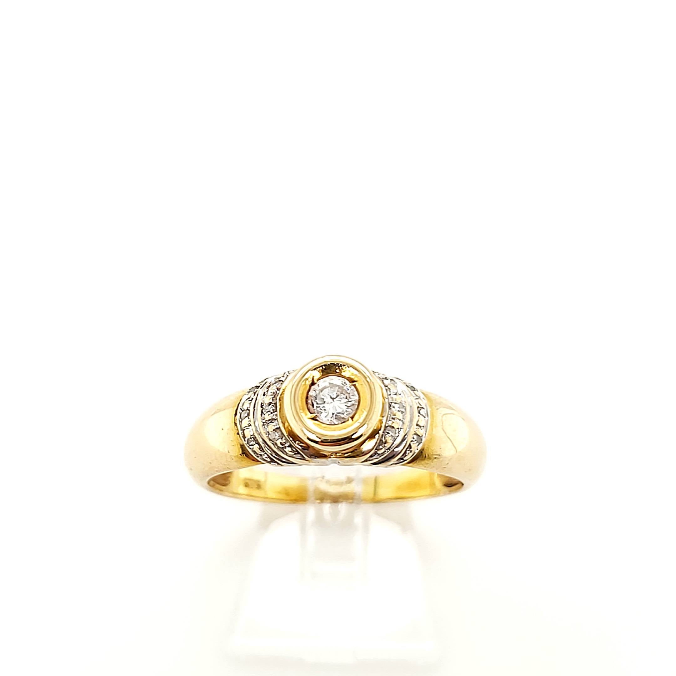 Ring Gelbgold Weißgold 585 Gr.60 Brillanten Diamanten