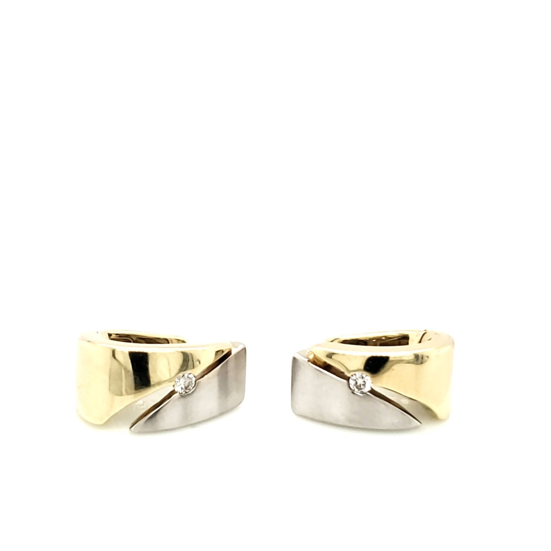 Creolen Ohrringe Gelbgold Weißgold 585 14kt Brillanten