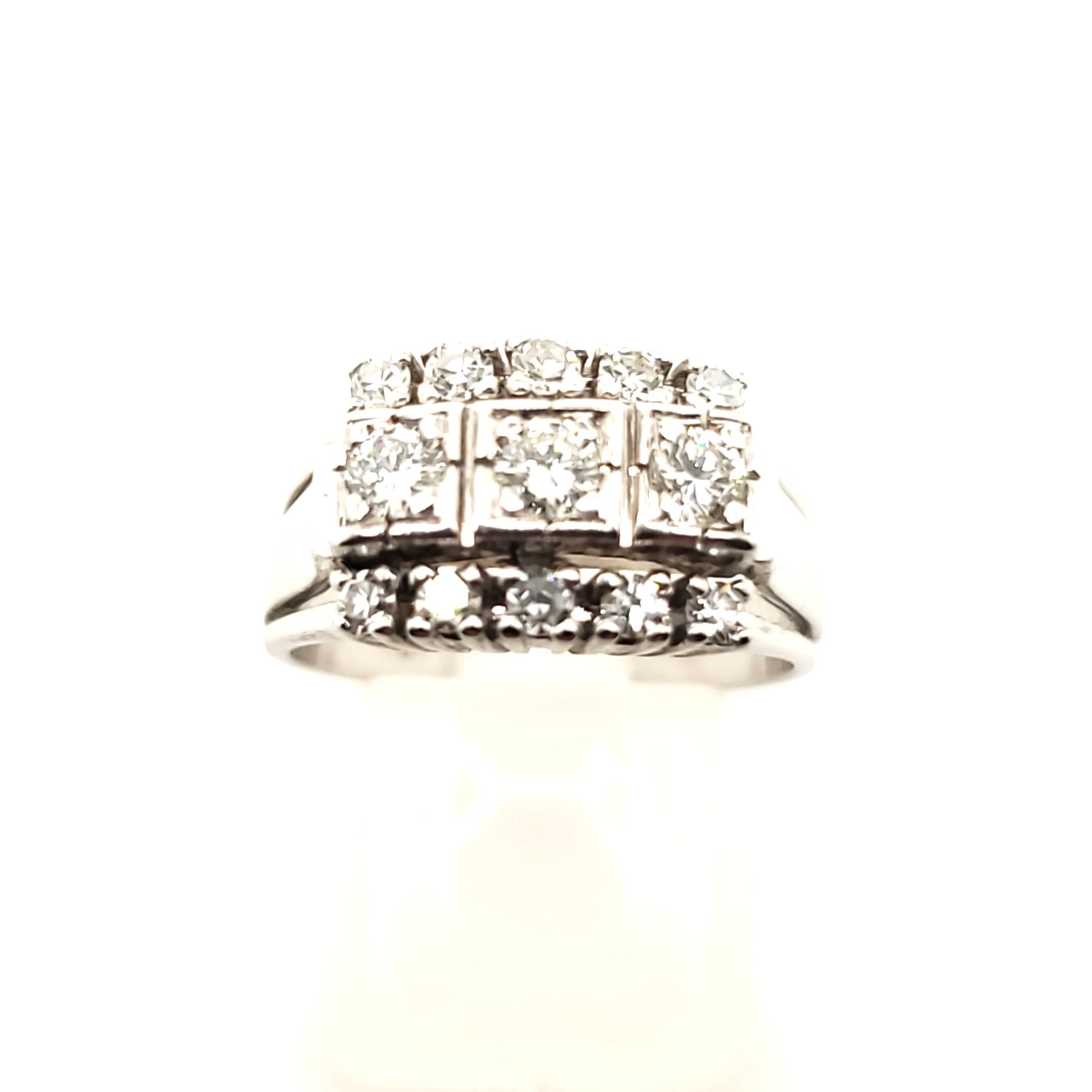 Ring Weißgold 585/14kt Gr.52 3 Brillanten und 10 Diamanten zus. ca.0,8ct