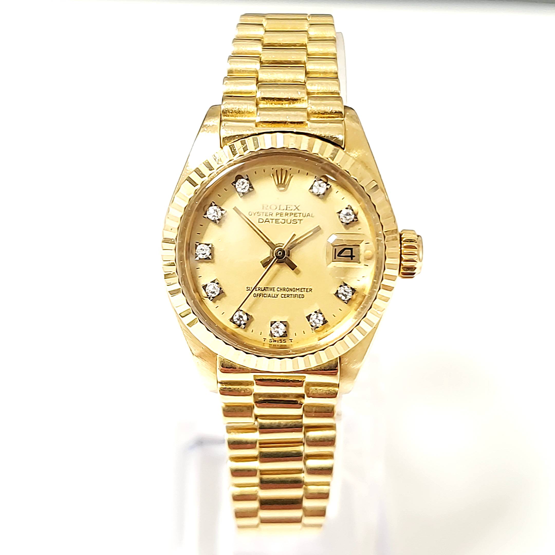 Damen Rolex Datejust Vollgold 750 Referenz 6917 Fullset