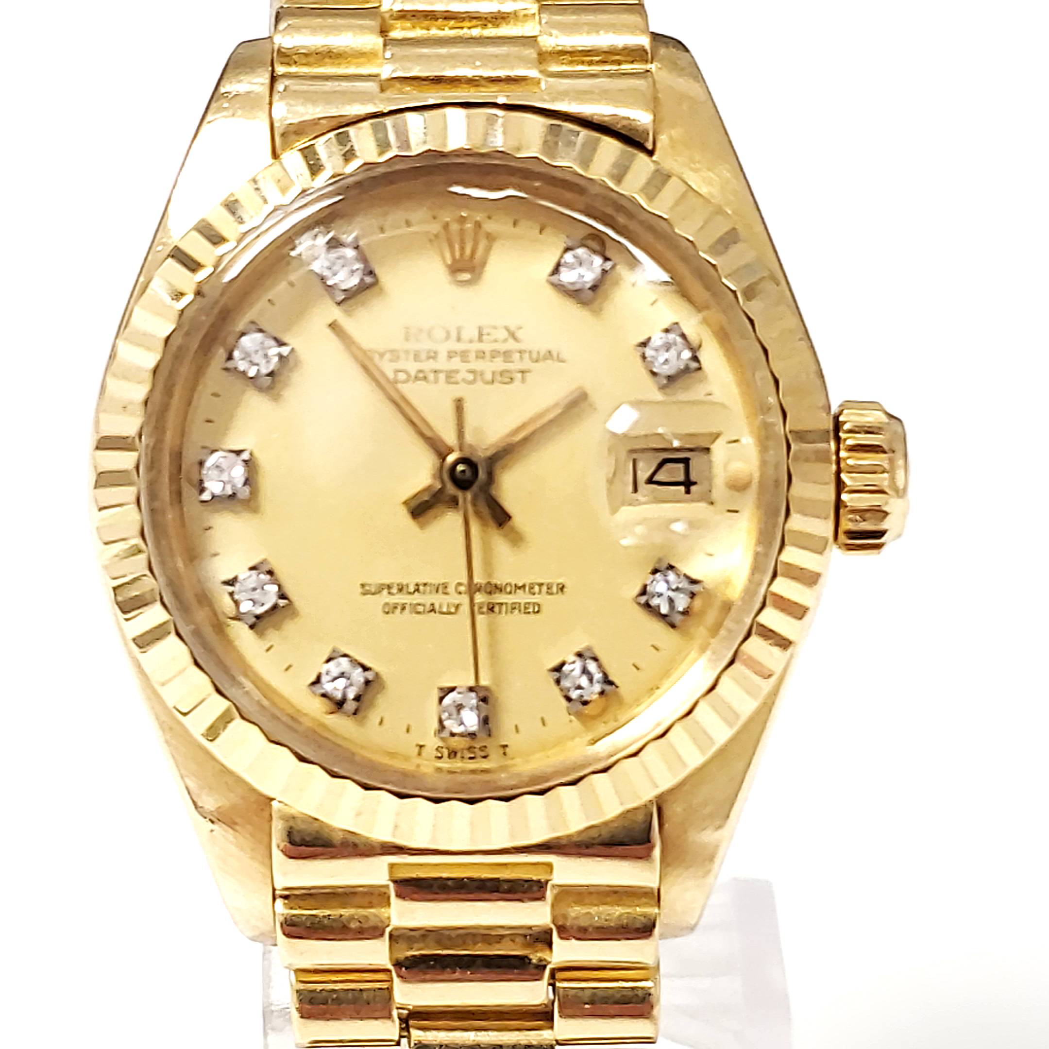 Damen Rolex Datejust Vollgold 750 Referenz 6917 Fullset
