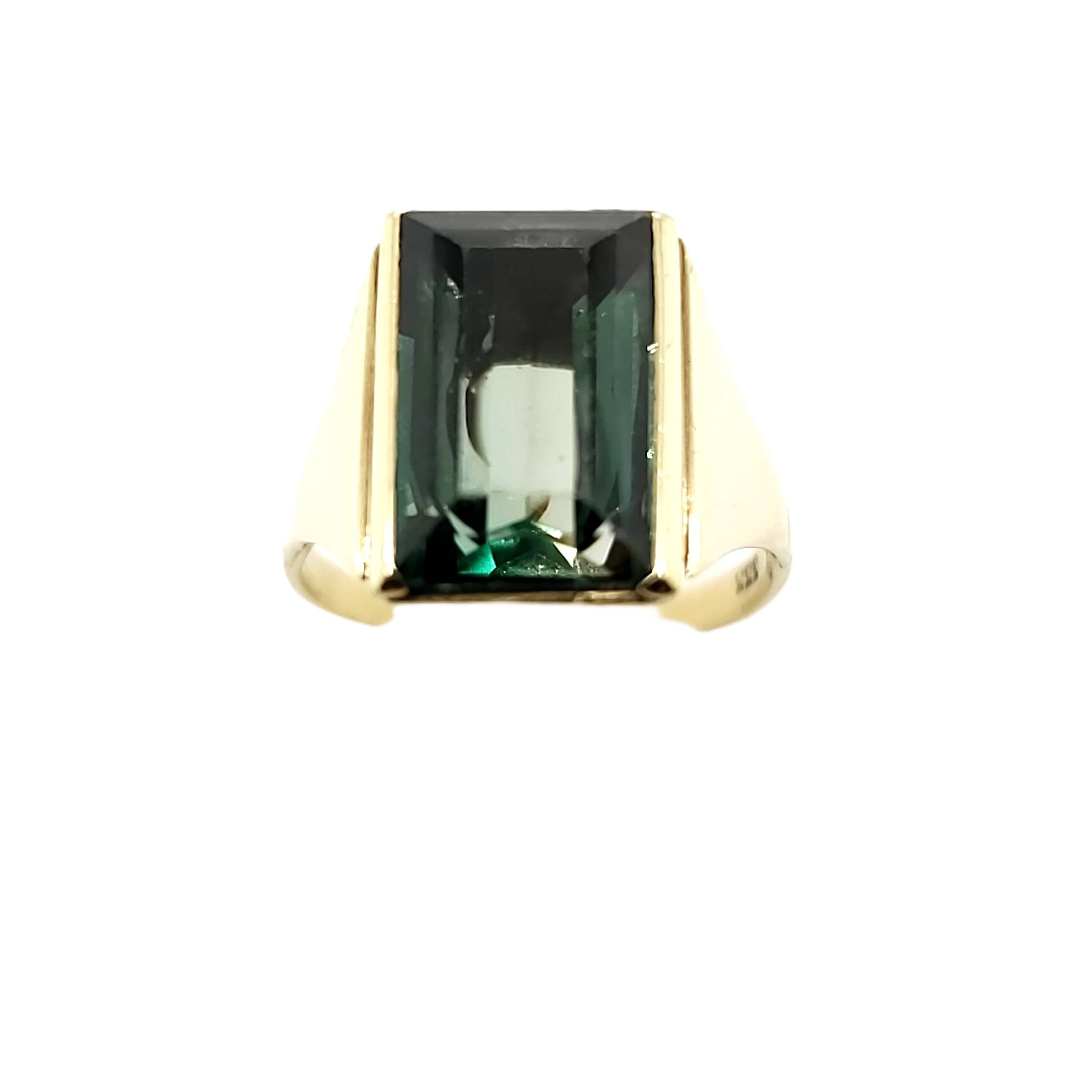 Ring Gelbgold 333/8kt grüner Schmuckstein Gr.57