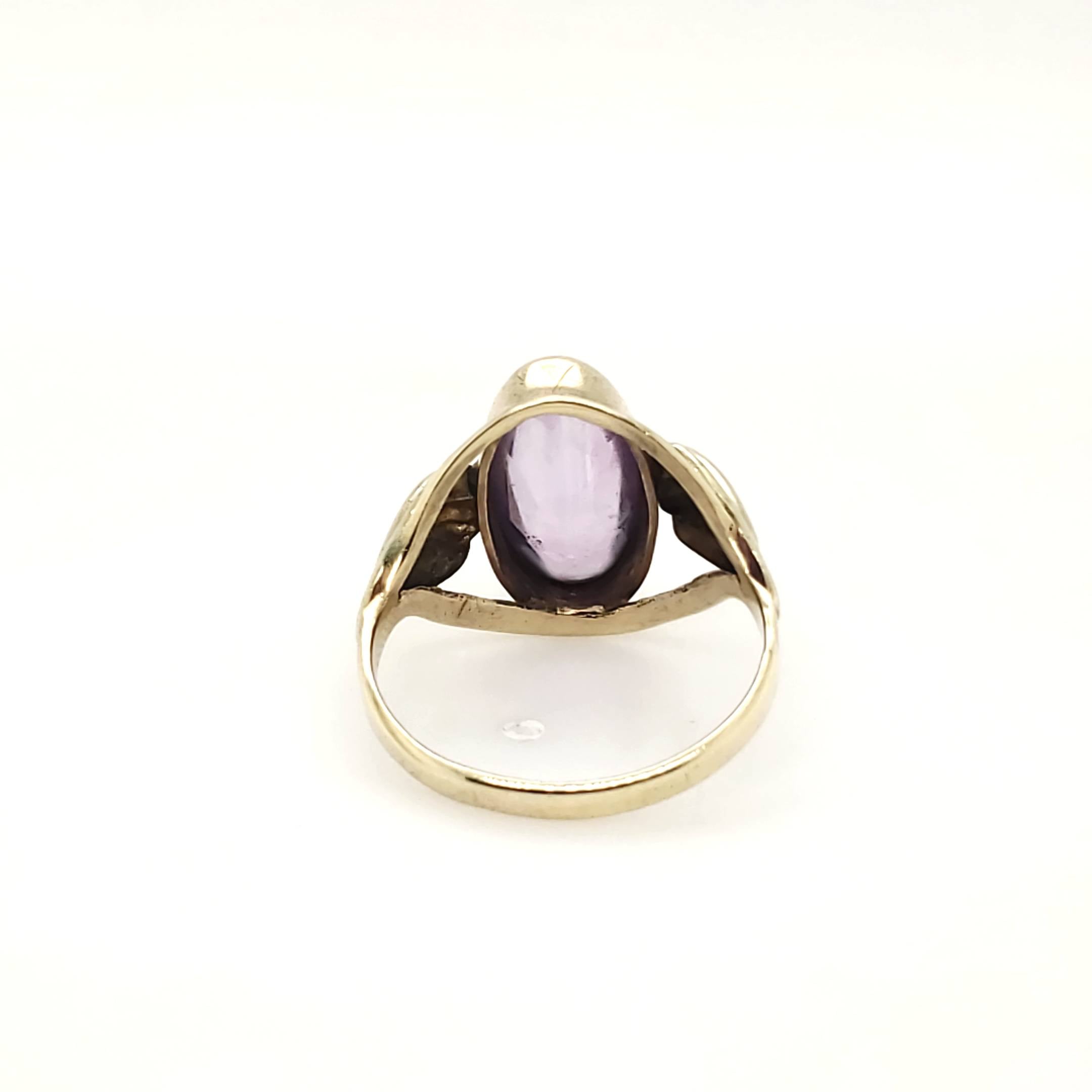 Ring Gelbgold 333 Schmuckstein Lila Größe 53