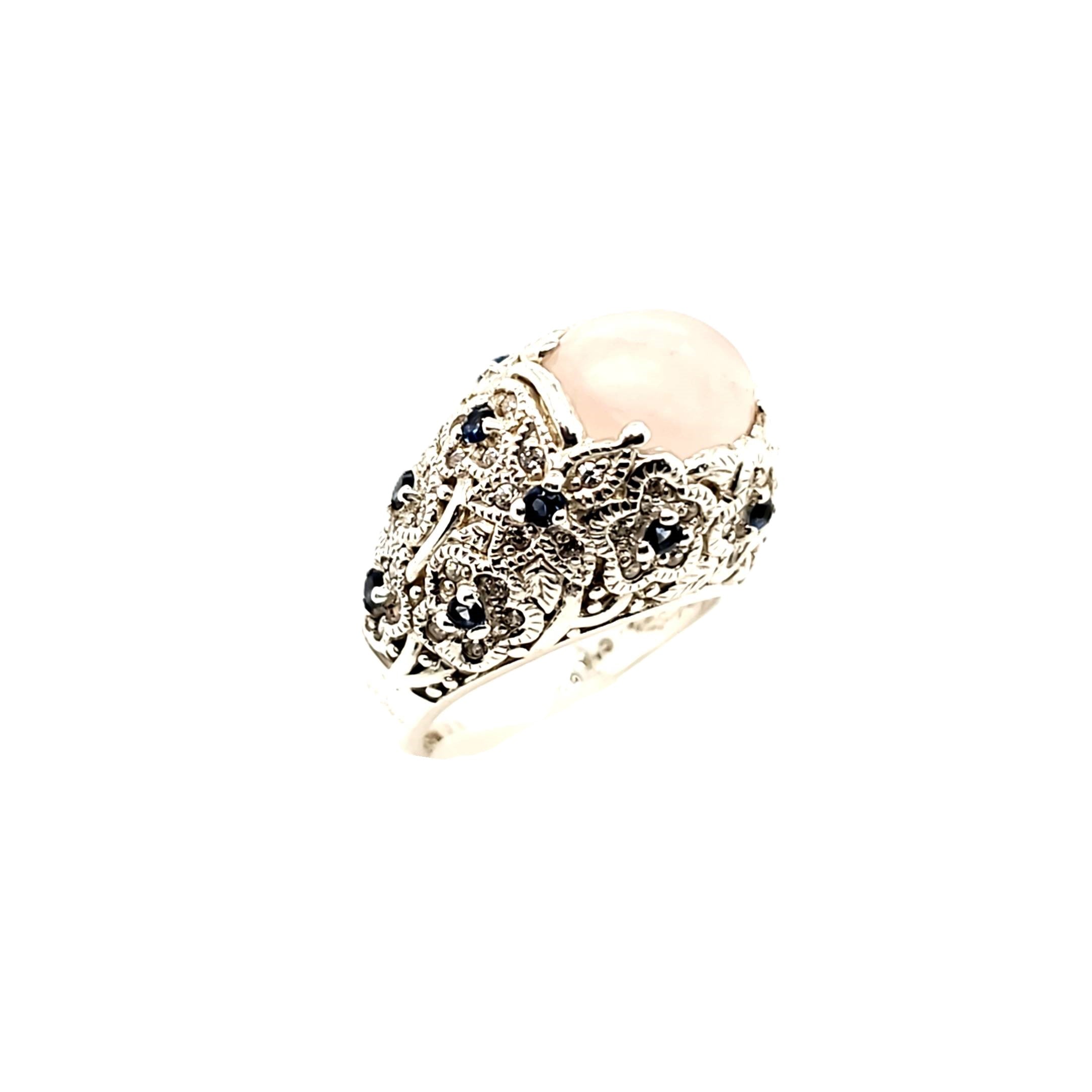 Ring Silber 925 Schmucksteine Rosa Blau Farblos Gr.57