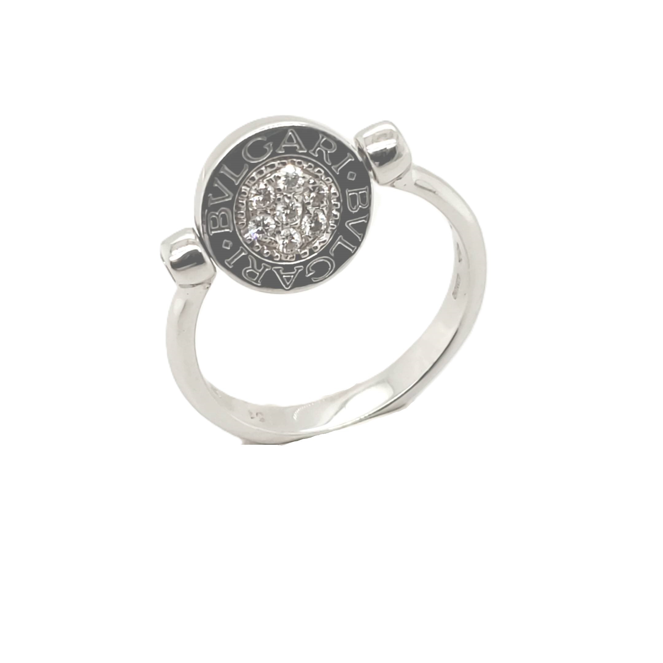 Bvlgari Flip Onyx Ring 750 Weißgold 7 Brillanten Gr.55 215878