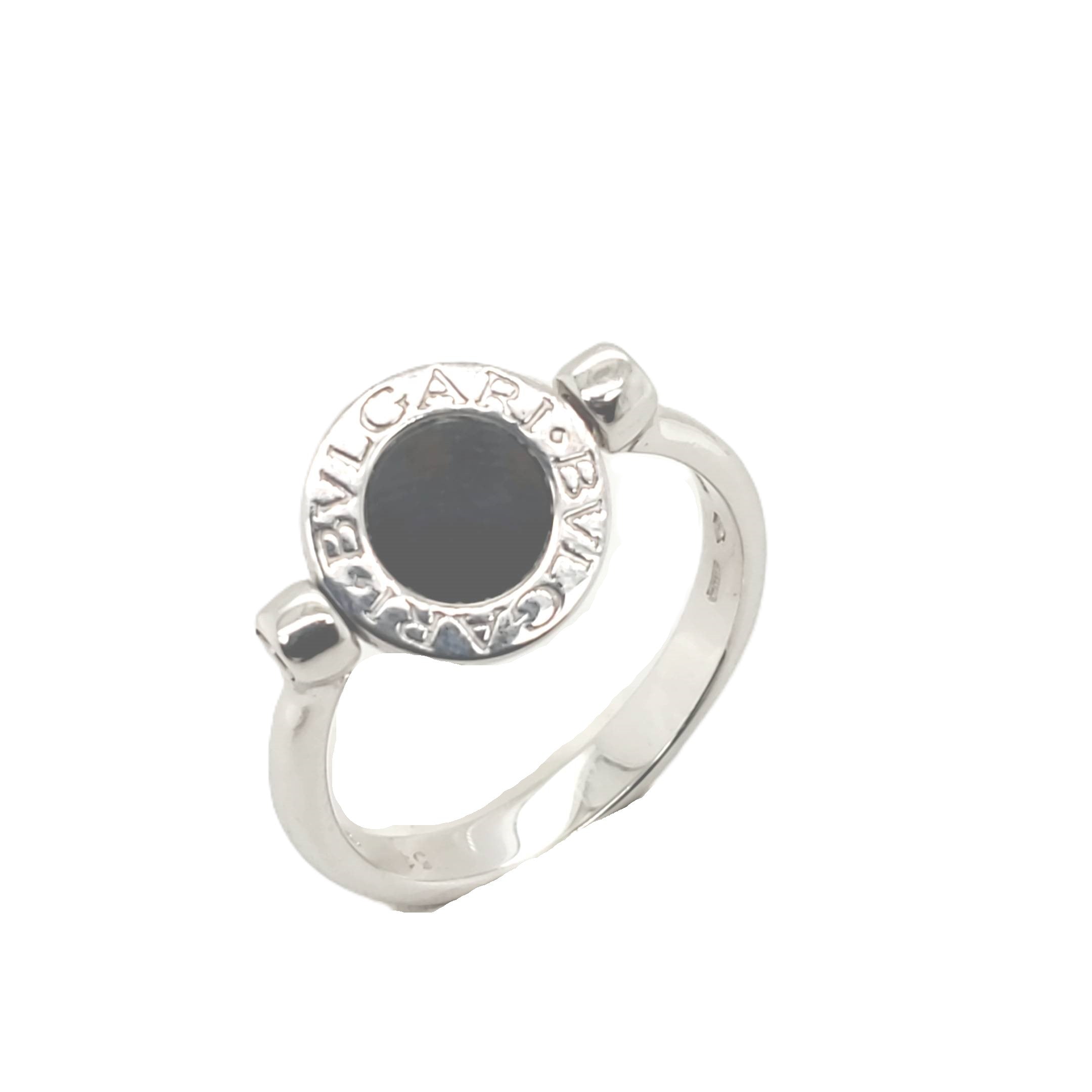 Bvlgari Flip Onyx Ring 750 Weißgold 7 Brillanten Gr.55 215878