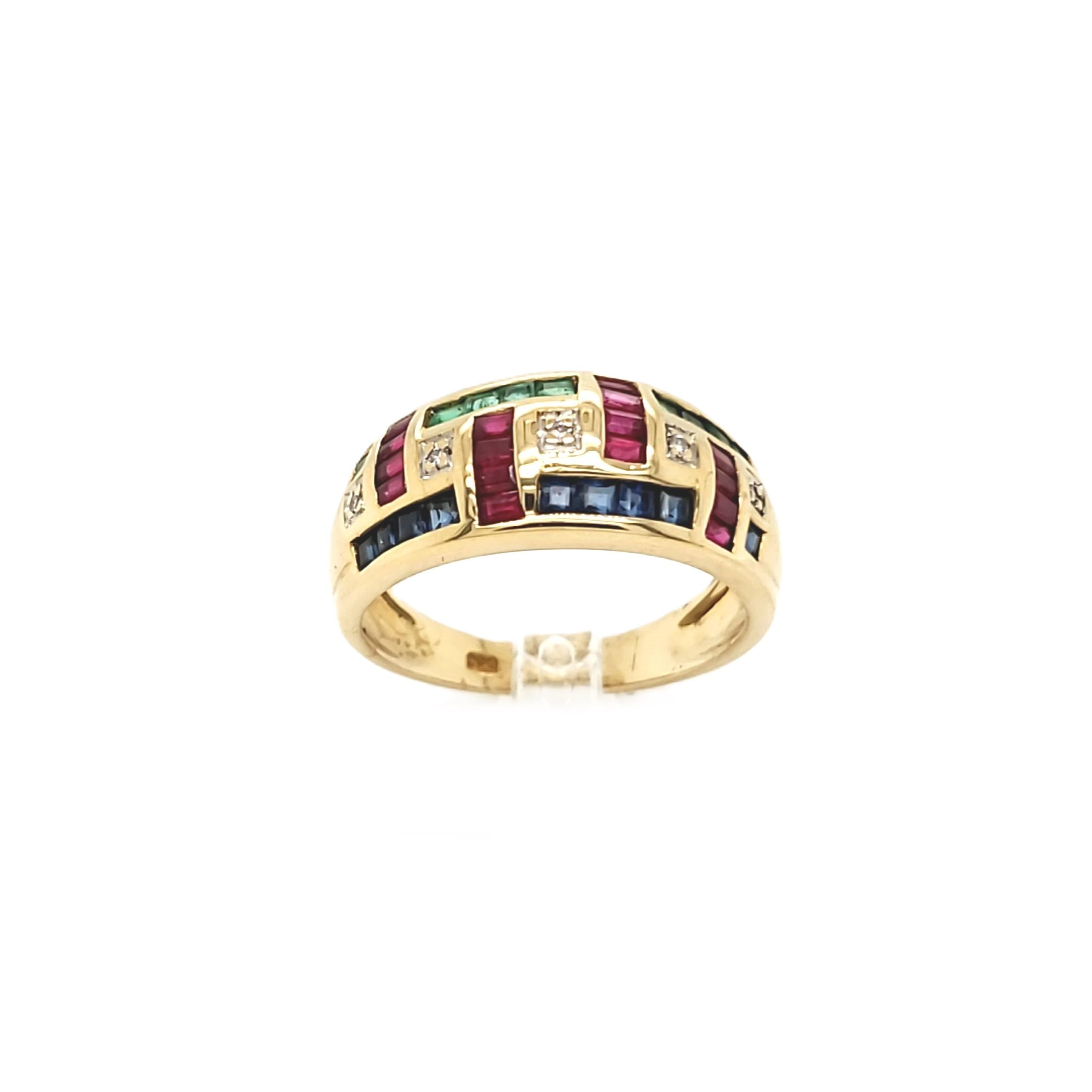 Ring Gelbgold 585 Gr.54 Brillanten Edelsteine