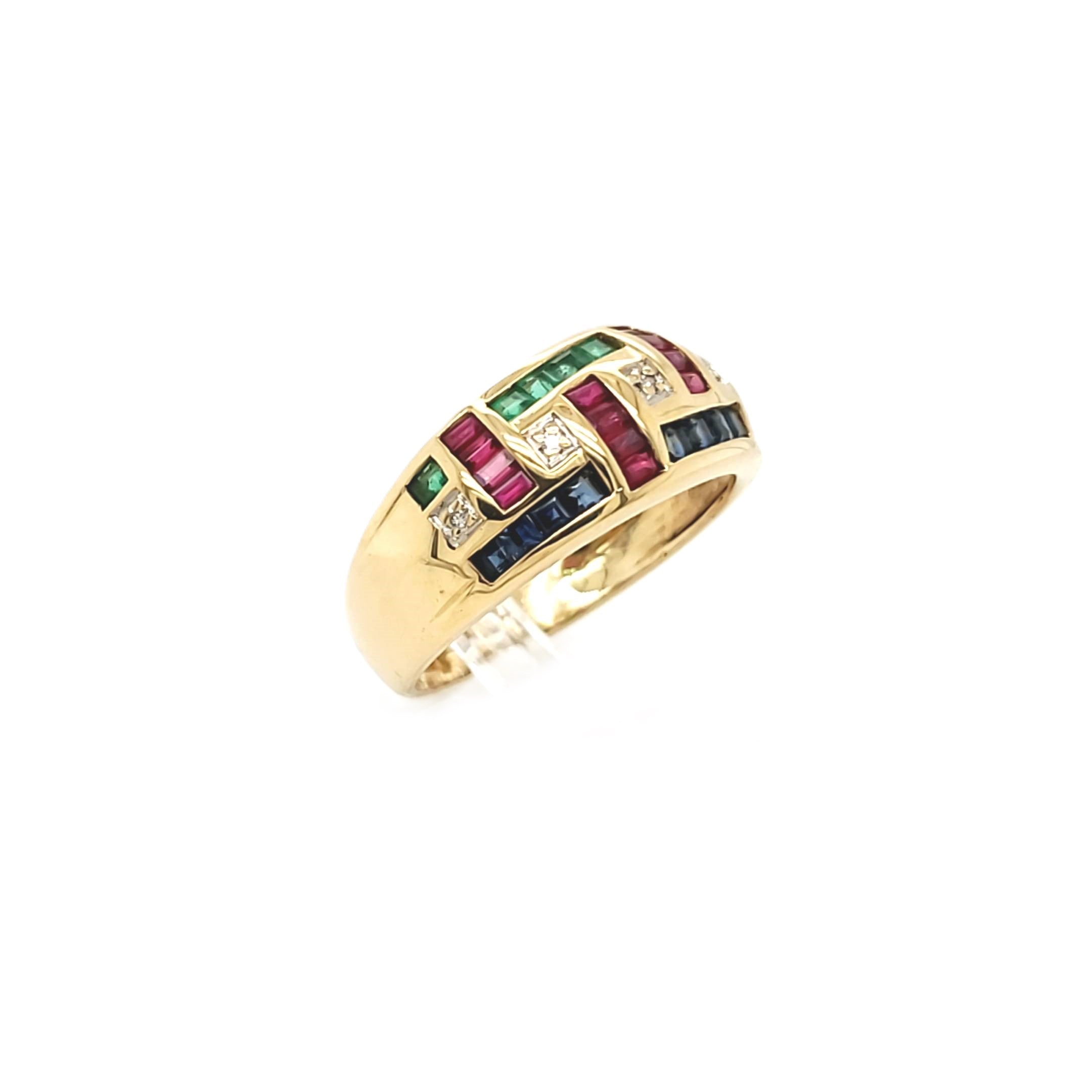 Ring Gelbgold 585 Gr.54 Brillanten Edelsteine
