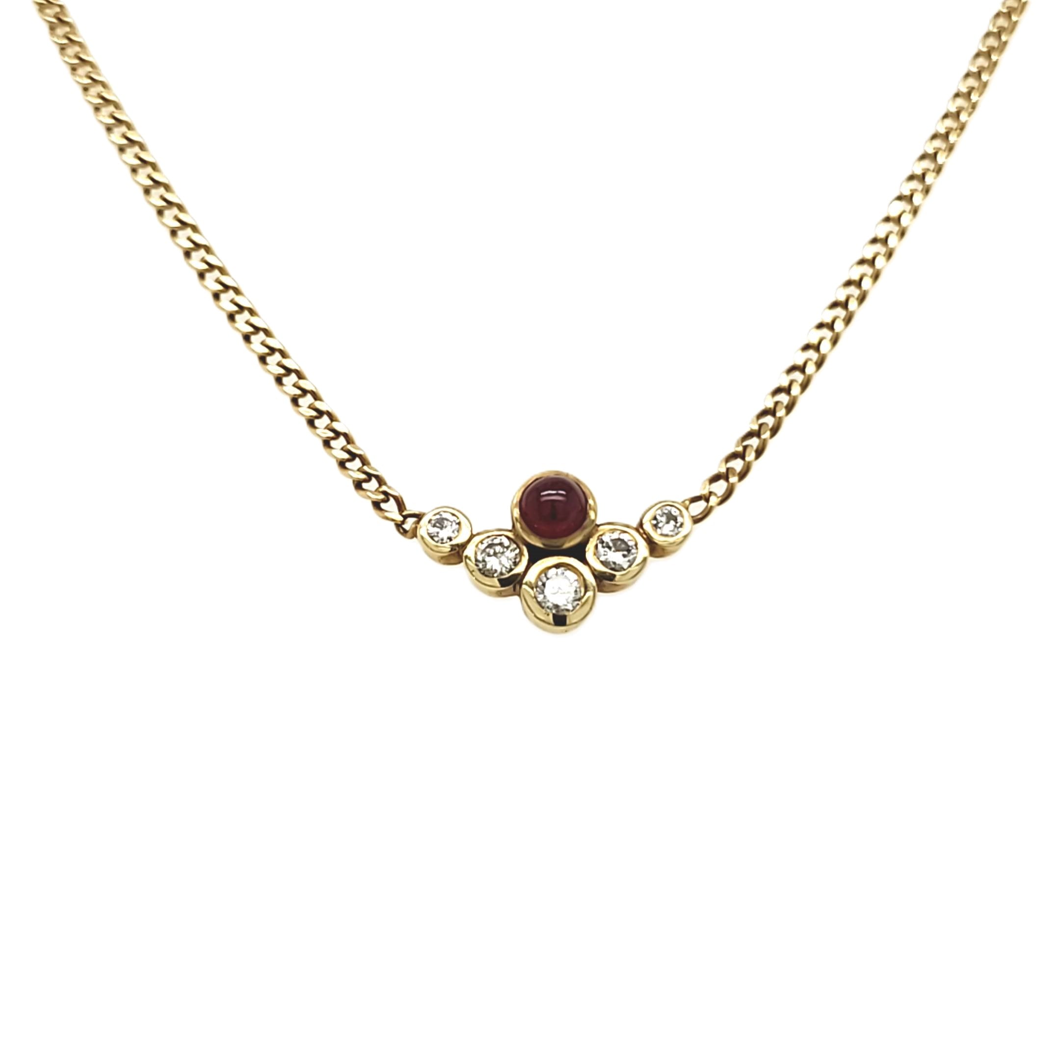 Collier Gelbgold 585 ca.40-42cm Brillanten Rubin