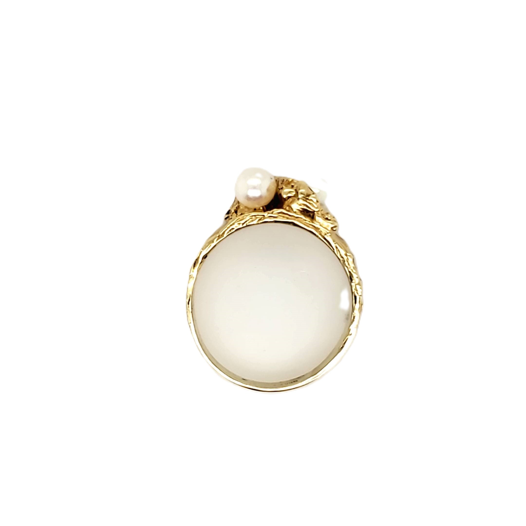 Ring Gelbgold 585 / 14kt 2 Perlen Größe 56