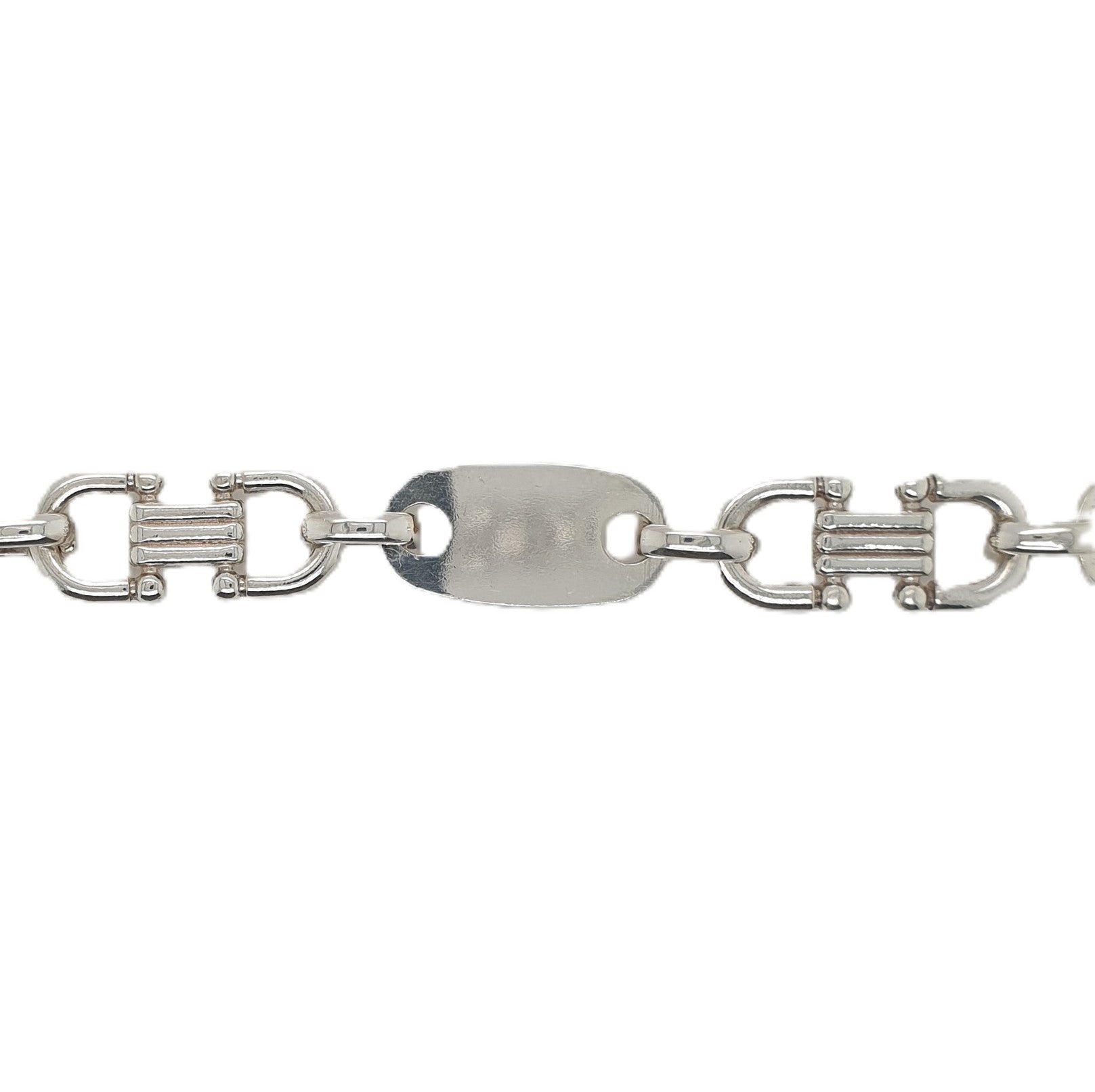 Sterling Silber Platten-Steigbügel Armband S925 22CM