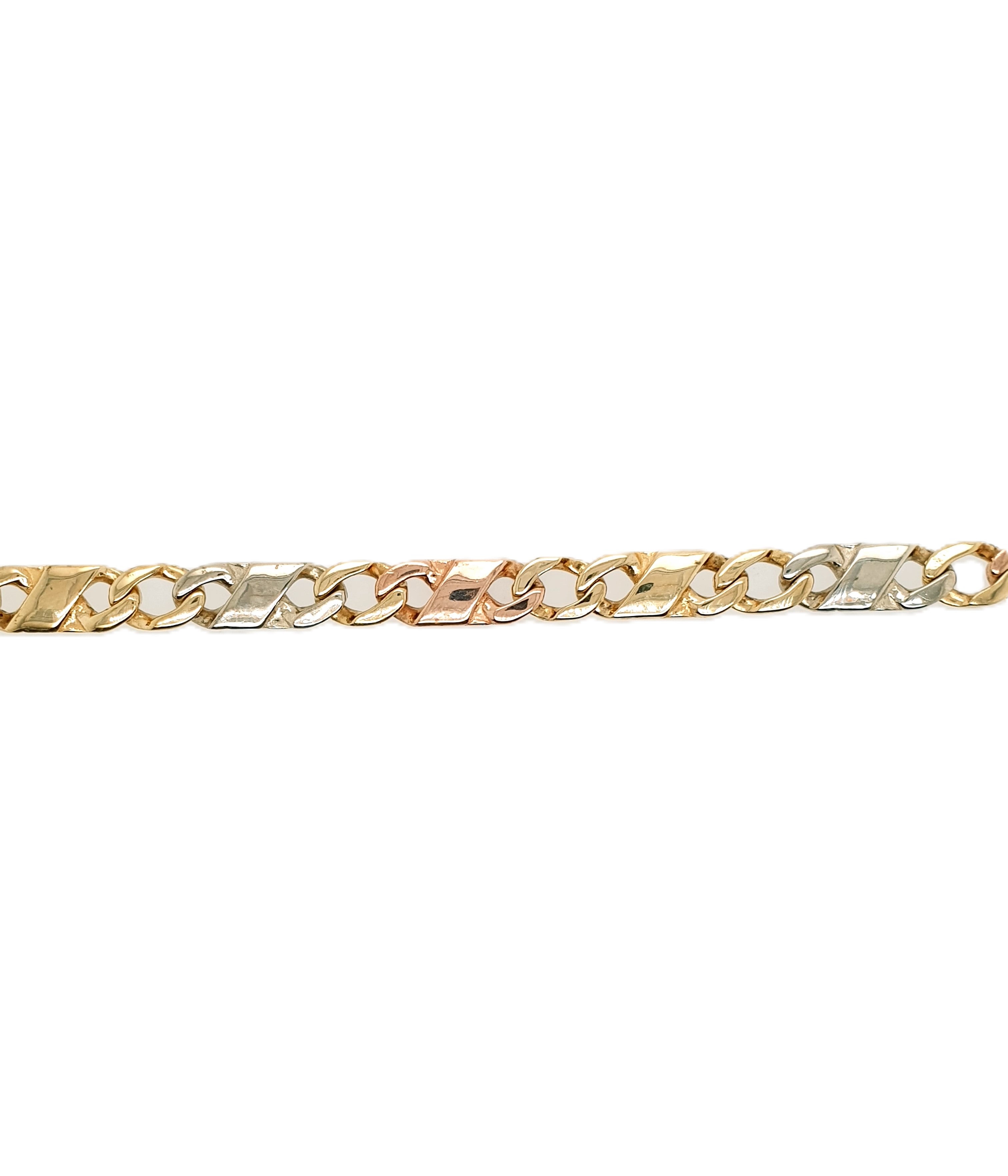 Tricolor Gold Armband 585/14kt 19,5cm