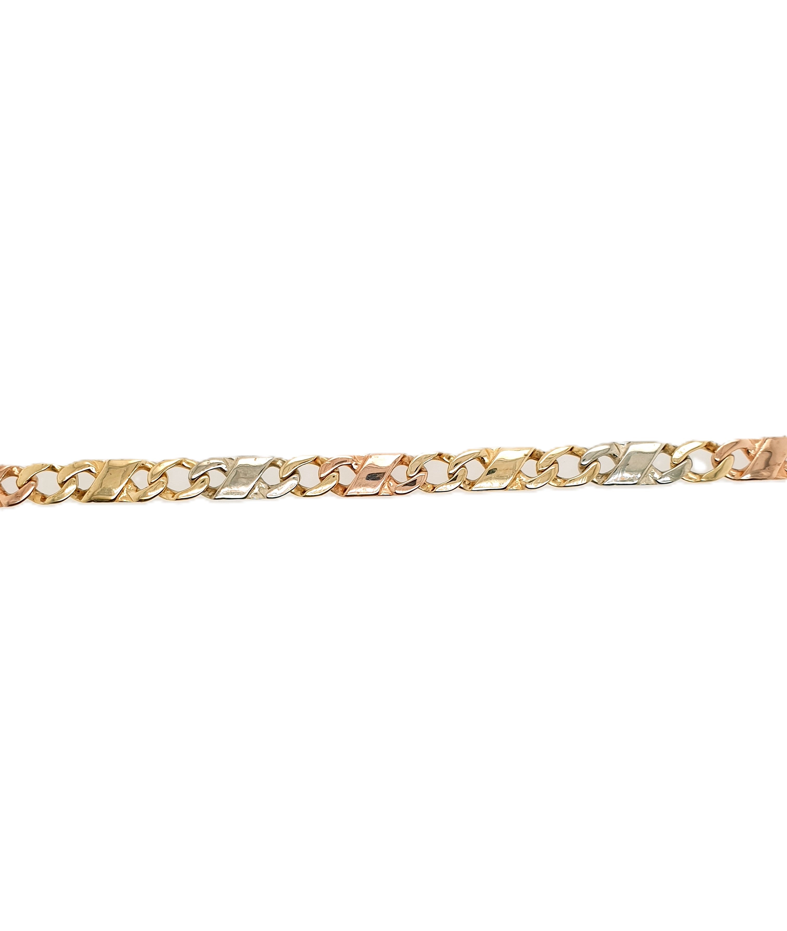 Tricolor Gold Armband 585/14kt 19,5cm