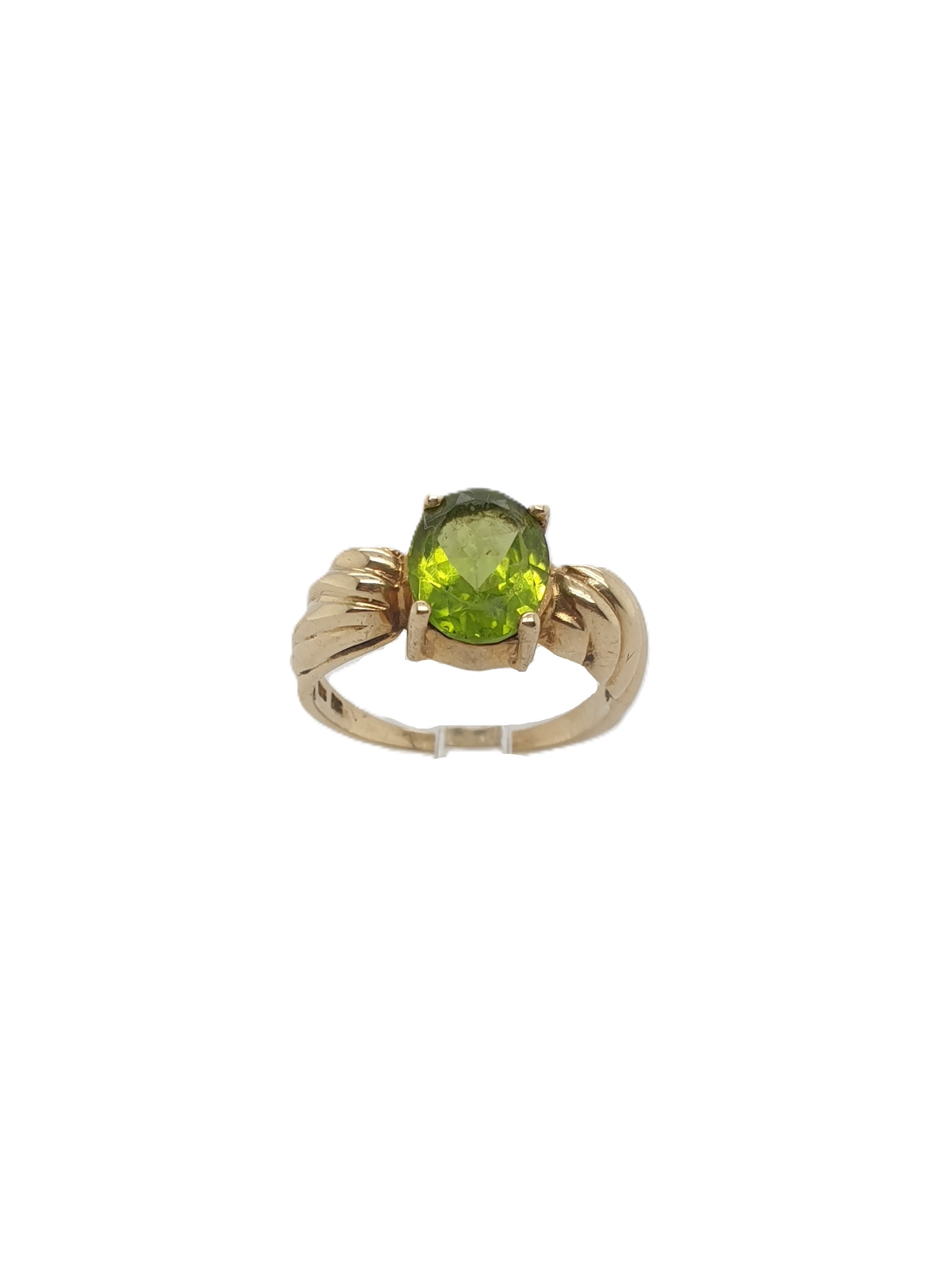 Gold Ring 375/9k mit grünem Schmuckstein Gr.50 Echtgold
