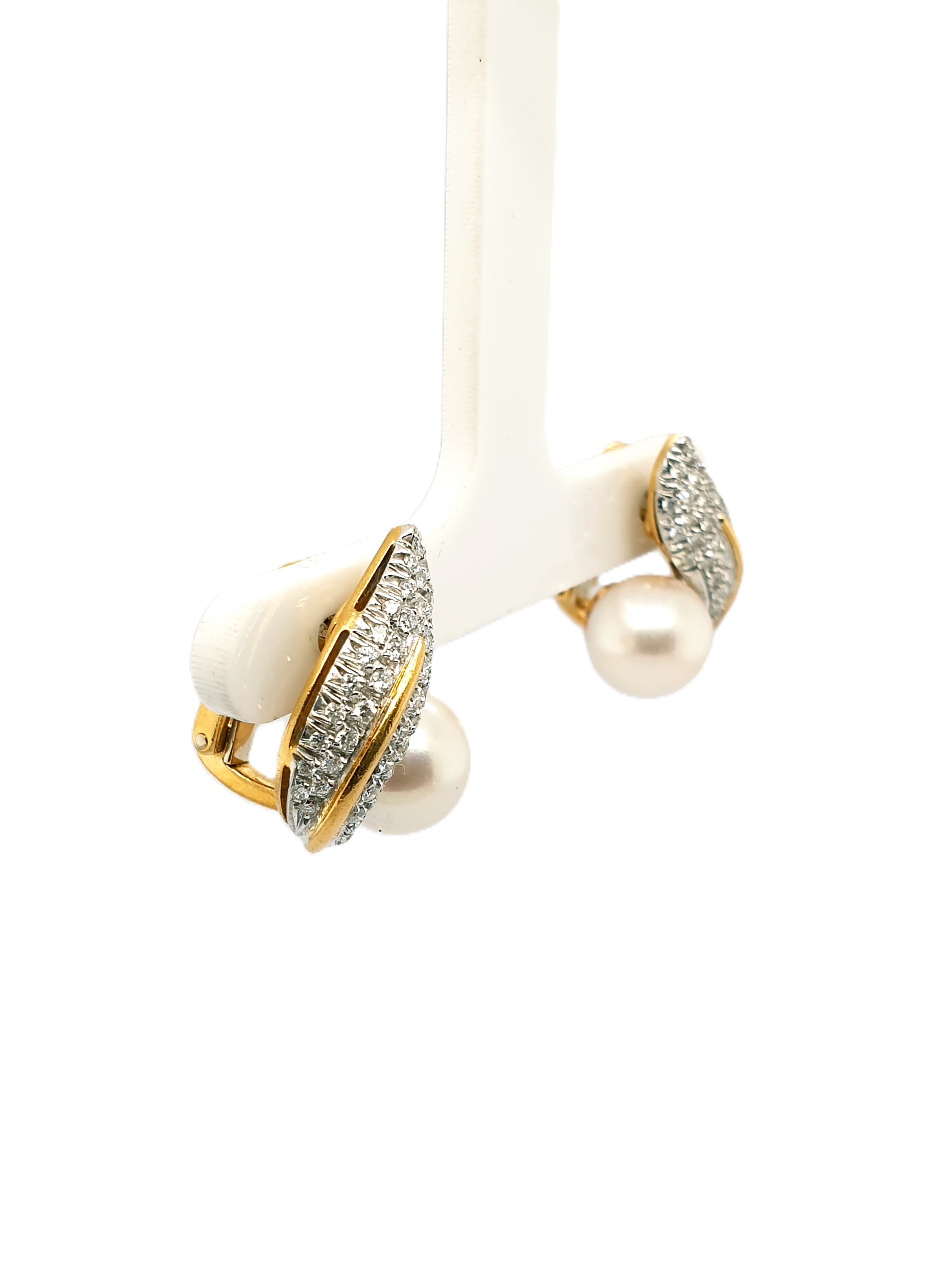 Brillant Perlen Ohrringe 750/18kt ca. 0,43ct