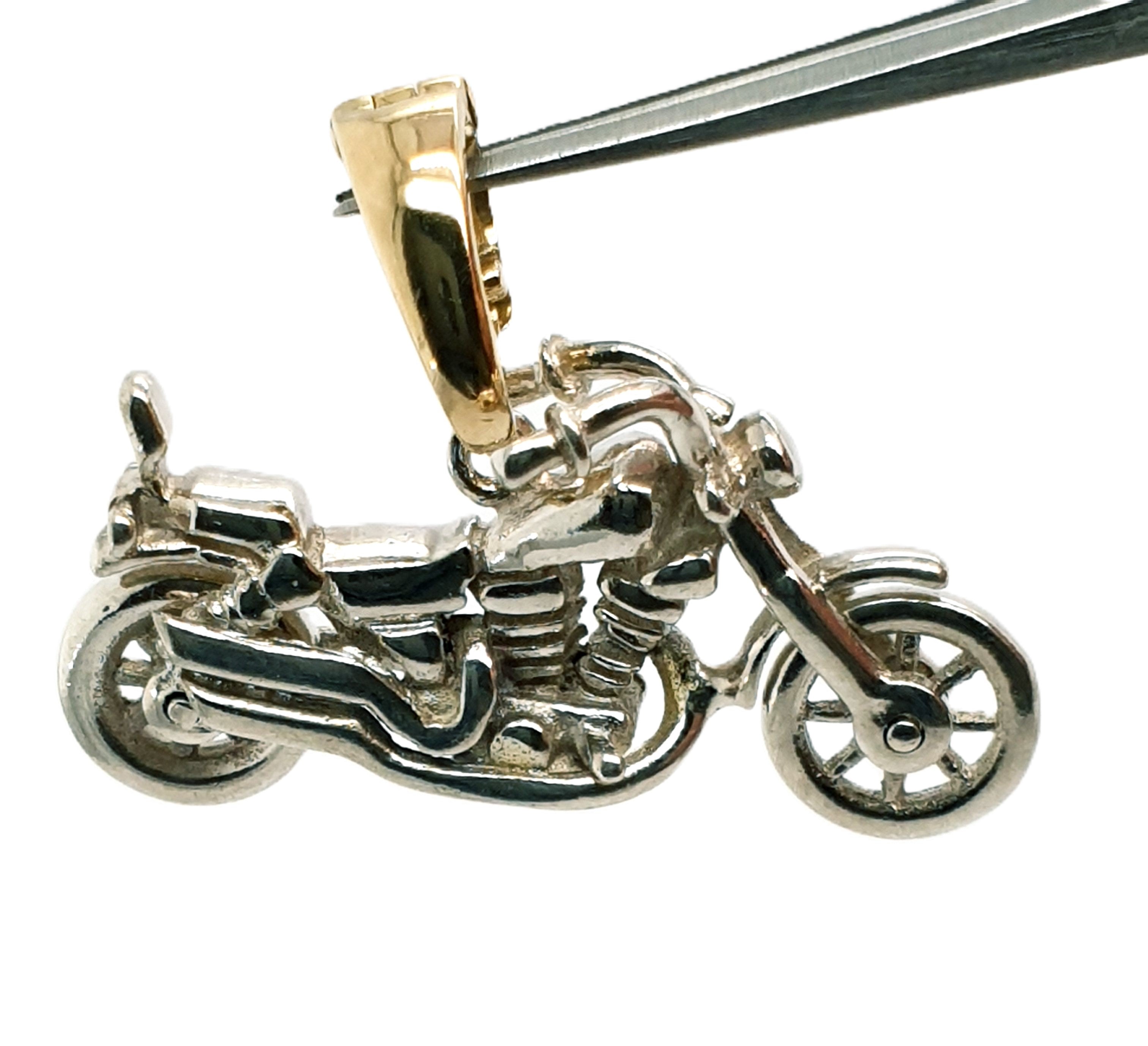 Motorrad Anhänger Silber und Gold 925/333