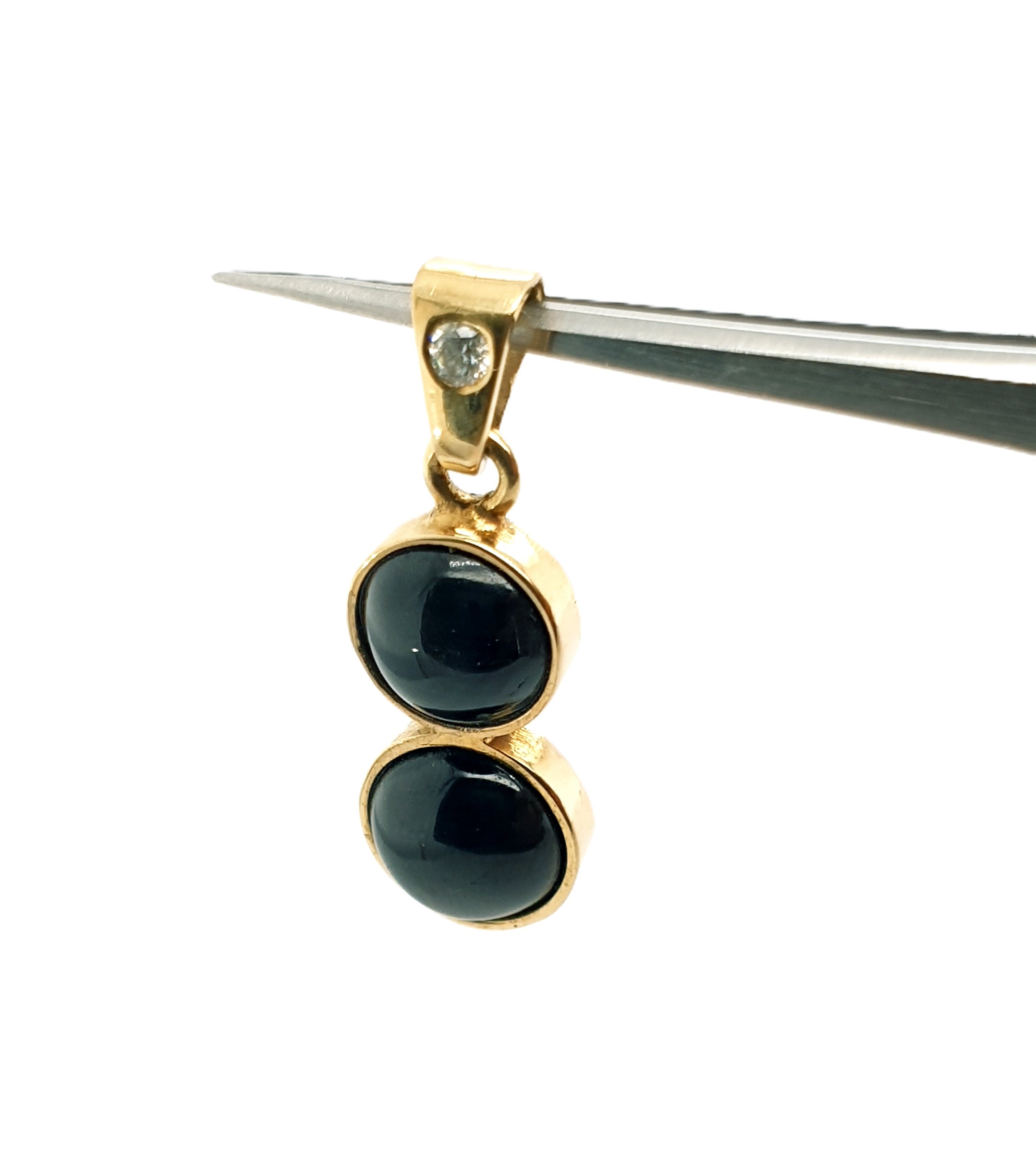 Anhänger Gold 585/14kt Schwarze Schmucksteine