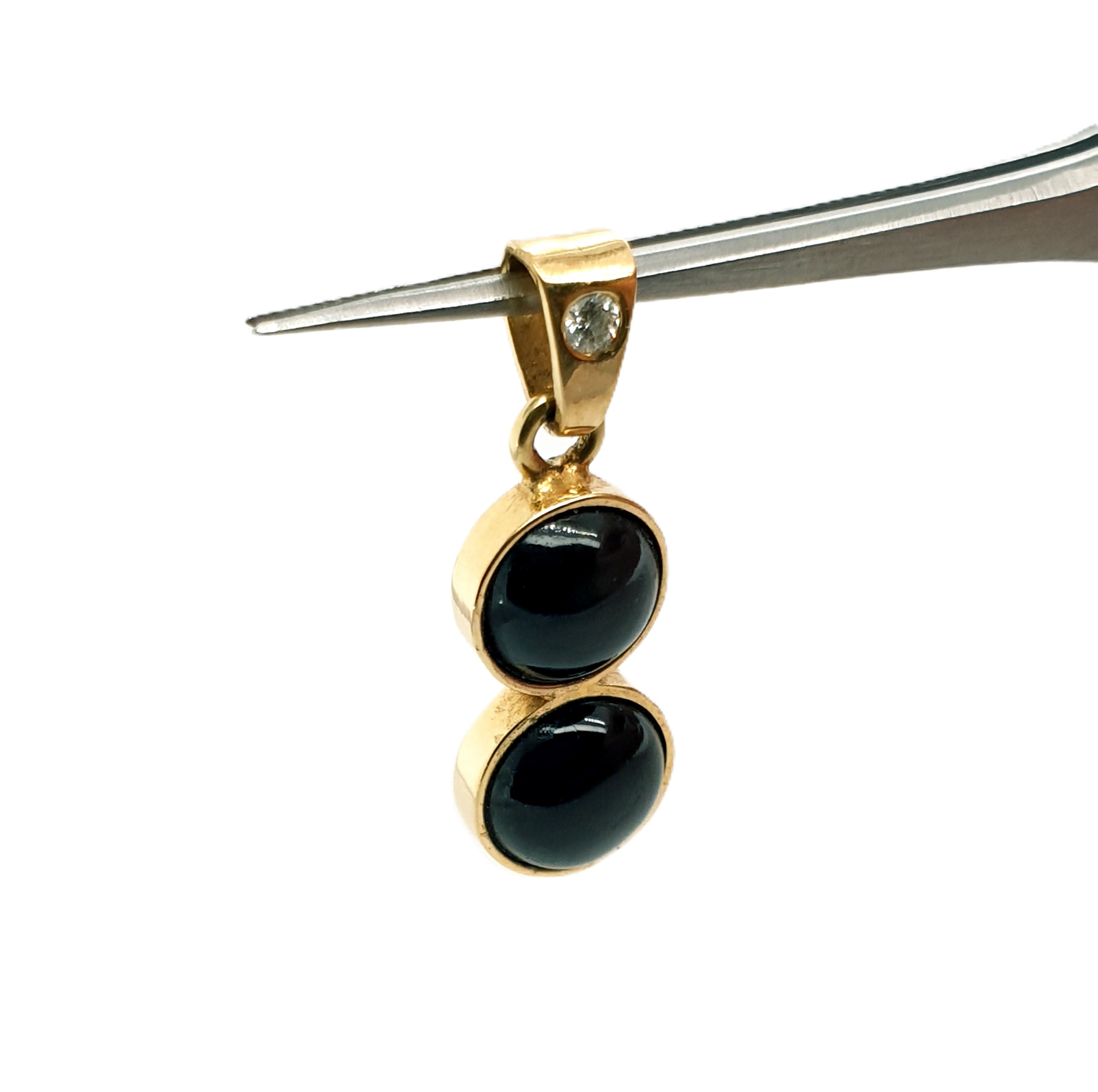 Anhänger Gold 585/14kt Schwarze Schmucksteine