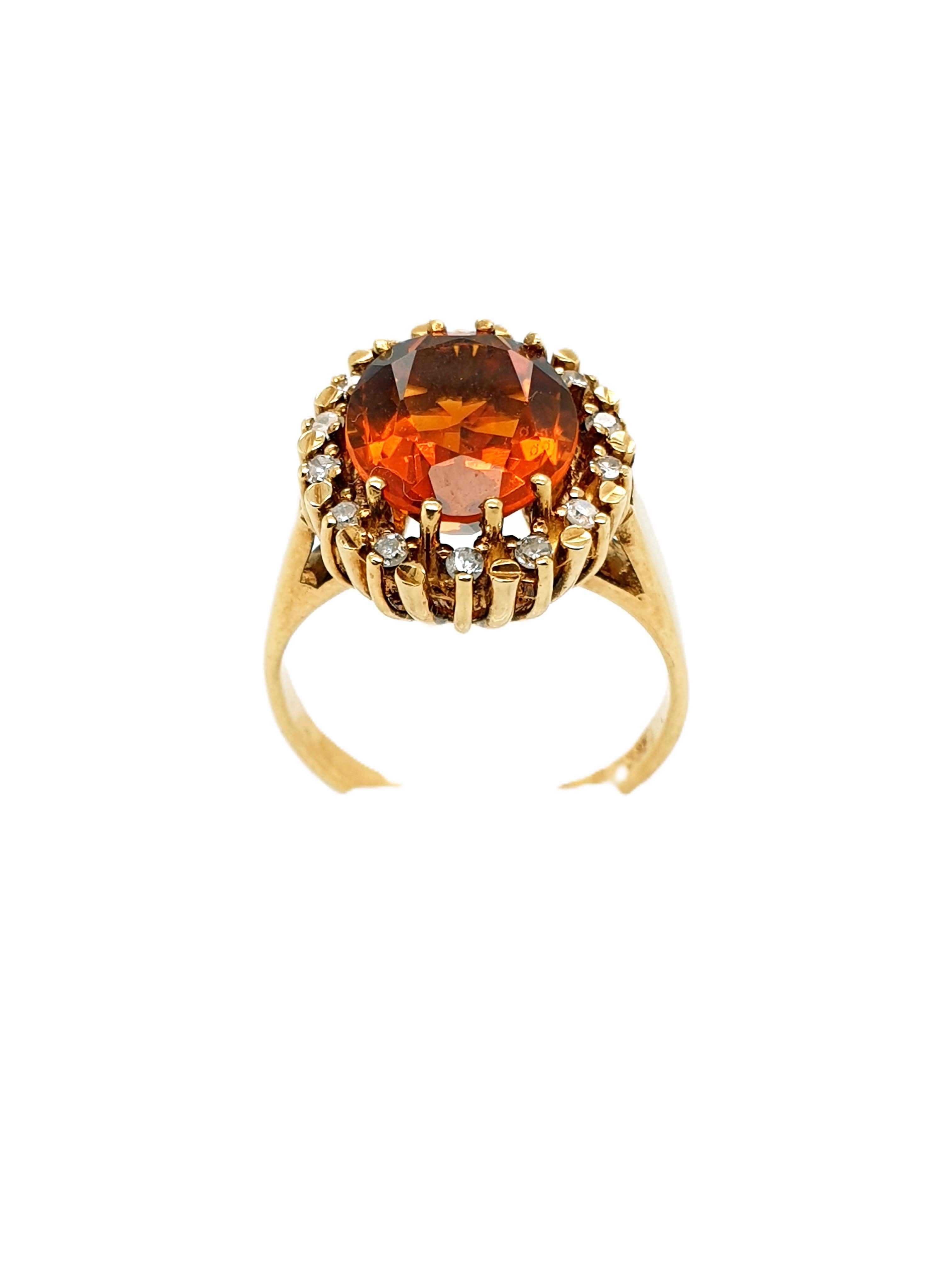 Gold Ring 585/14kt Gr.55 mit Citrin + Brillanten