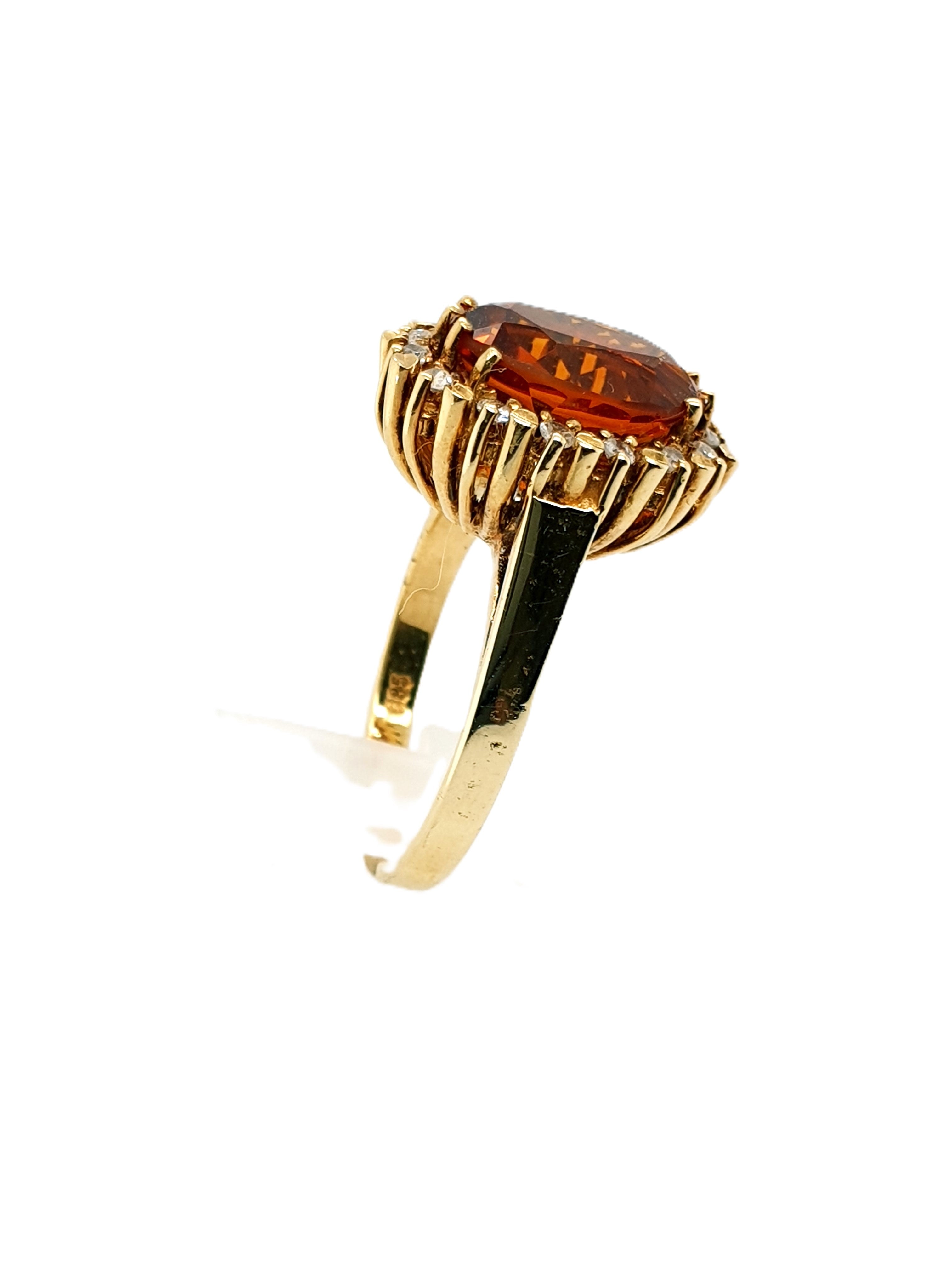 Gold Ring 585/14kt Gr.55 mit Citrin + Brillanten
