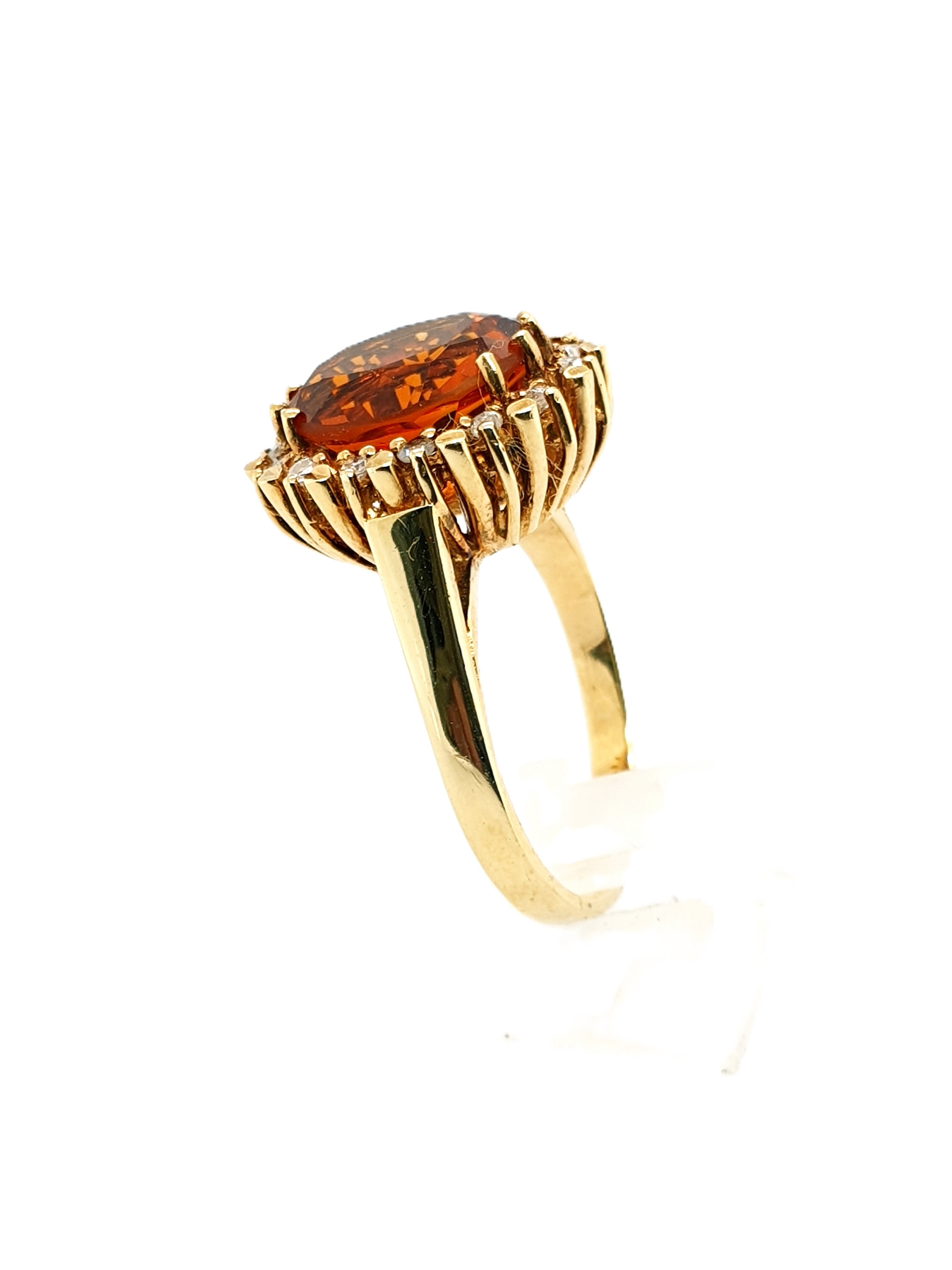 Gold Ring 585/14kt Gr.55 mit Citrin + Brillanten