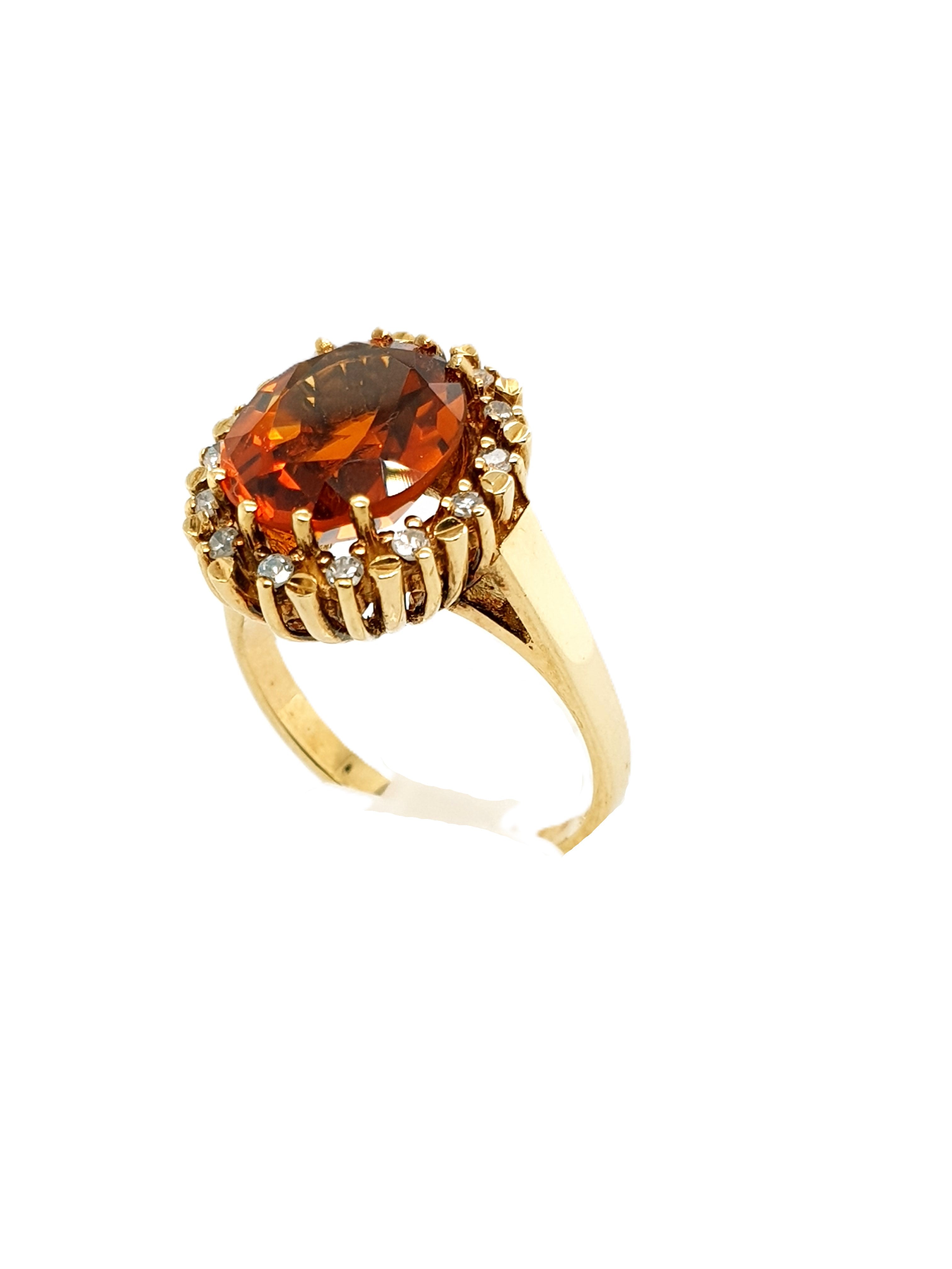 Gold Ring 585/14kt Gr.55 mit Citrin + Brillanten