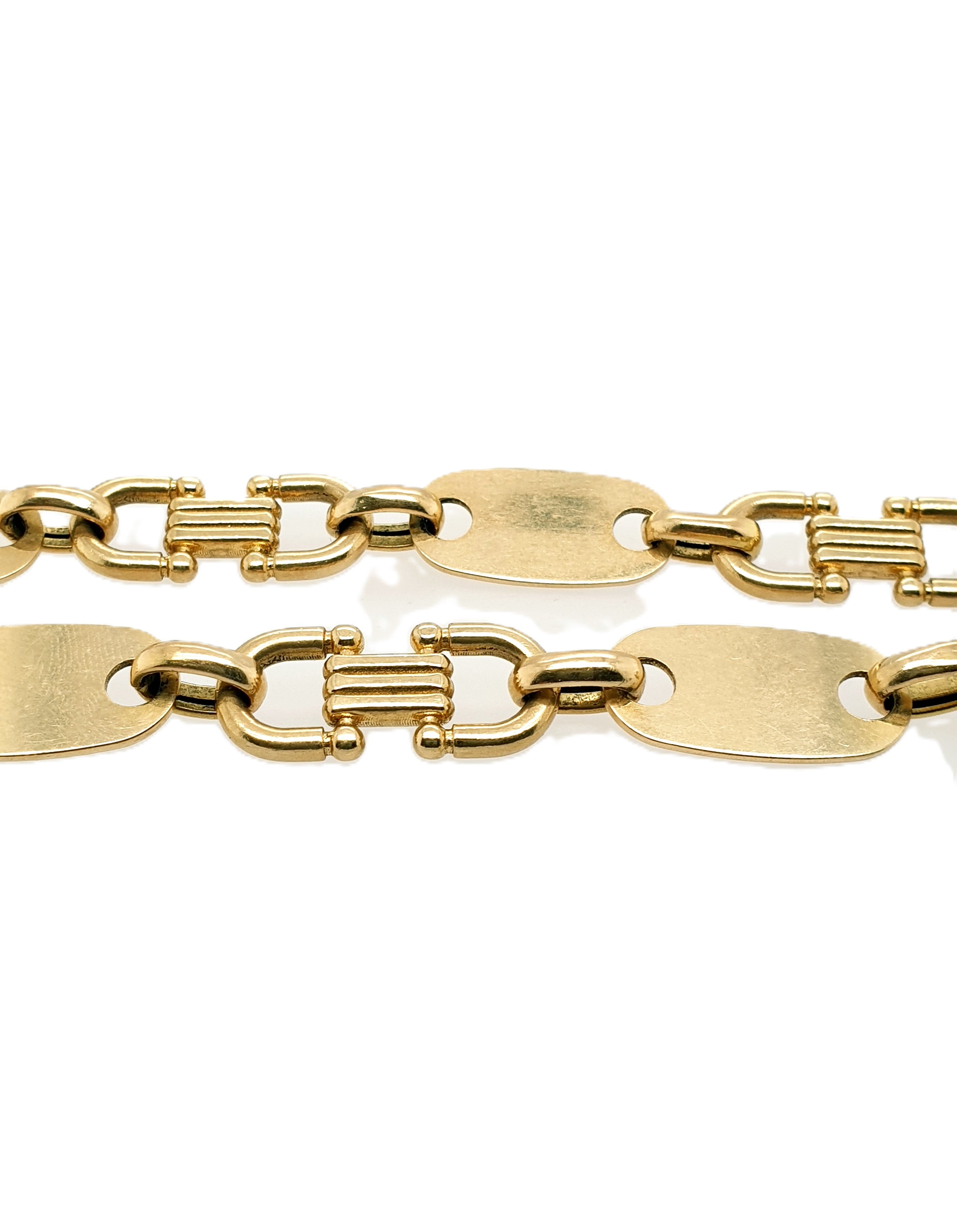 Platten Steigbügel Armband 585/14kt Gold 23,5cm