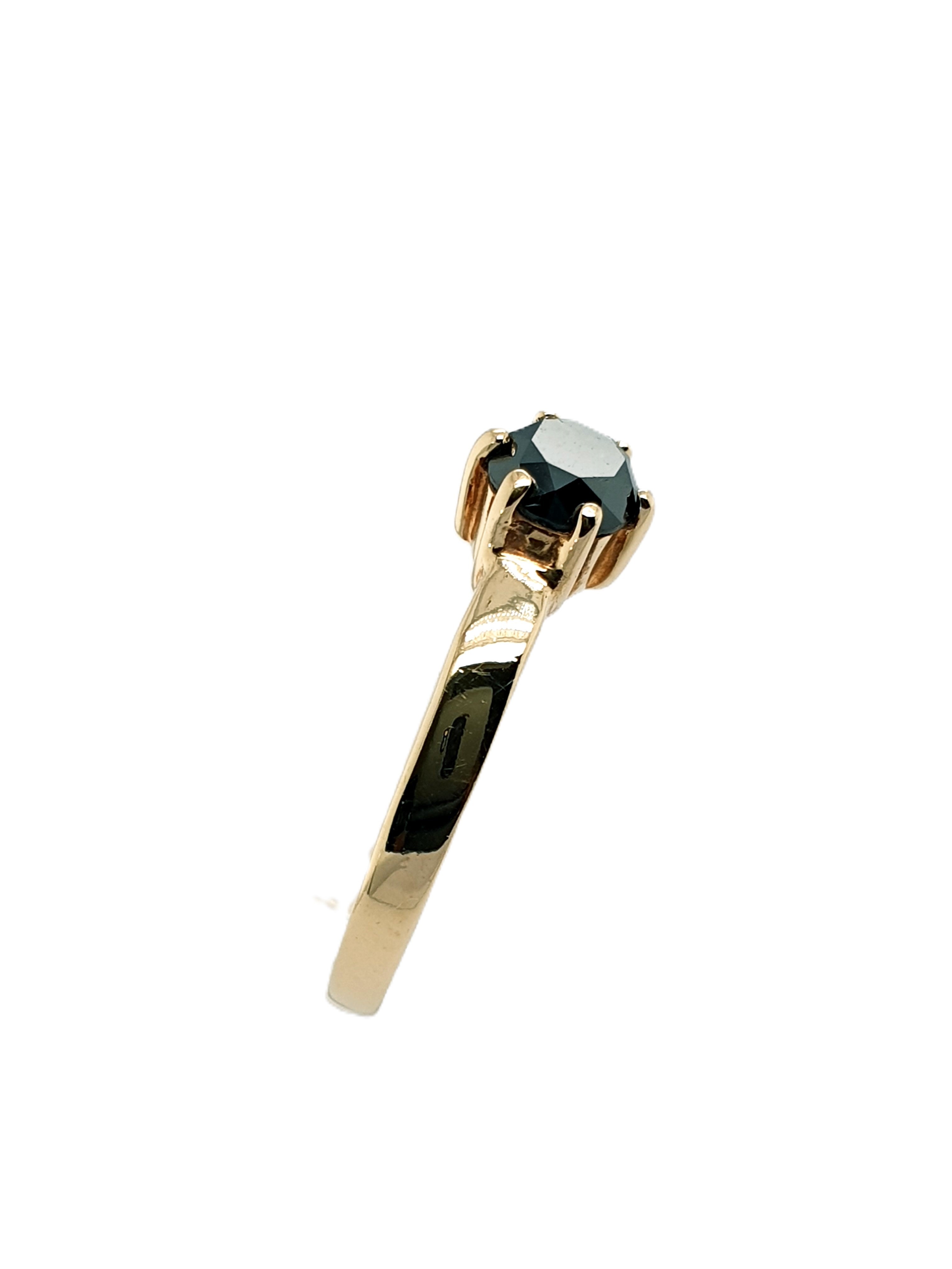 Gold Ring 585/14kt Gr.63 mit Schmuckstein Schwarz