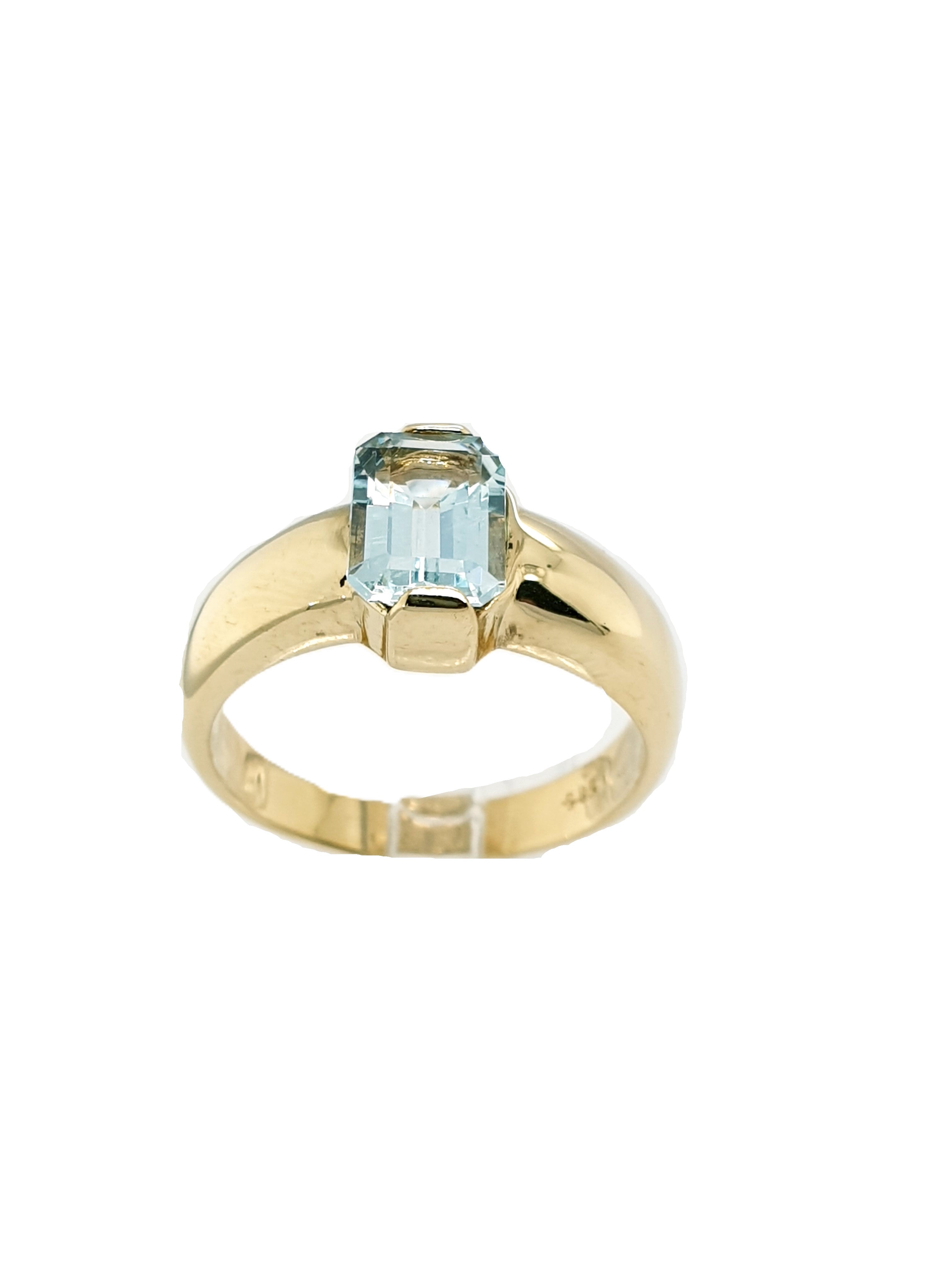 Gold Ring 585/14kt Gr.57 mit Schmuckstein Hellblau