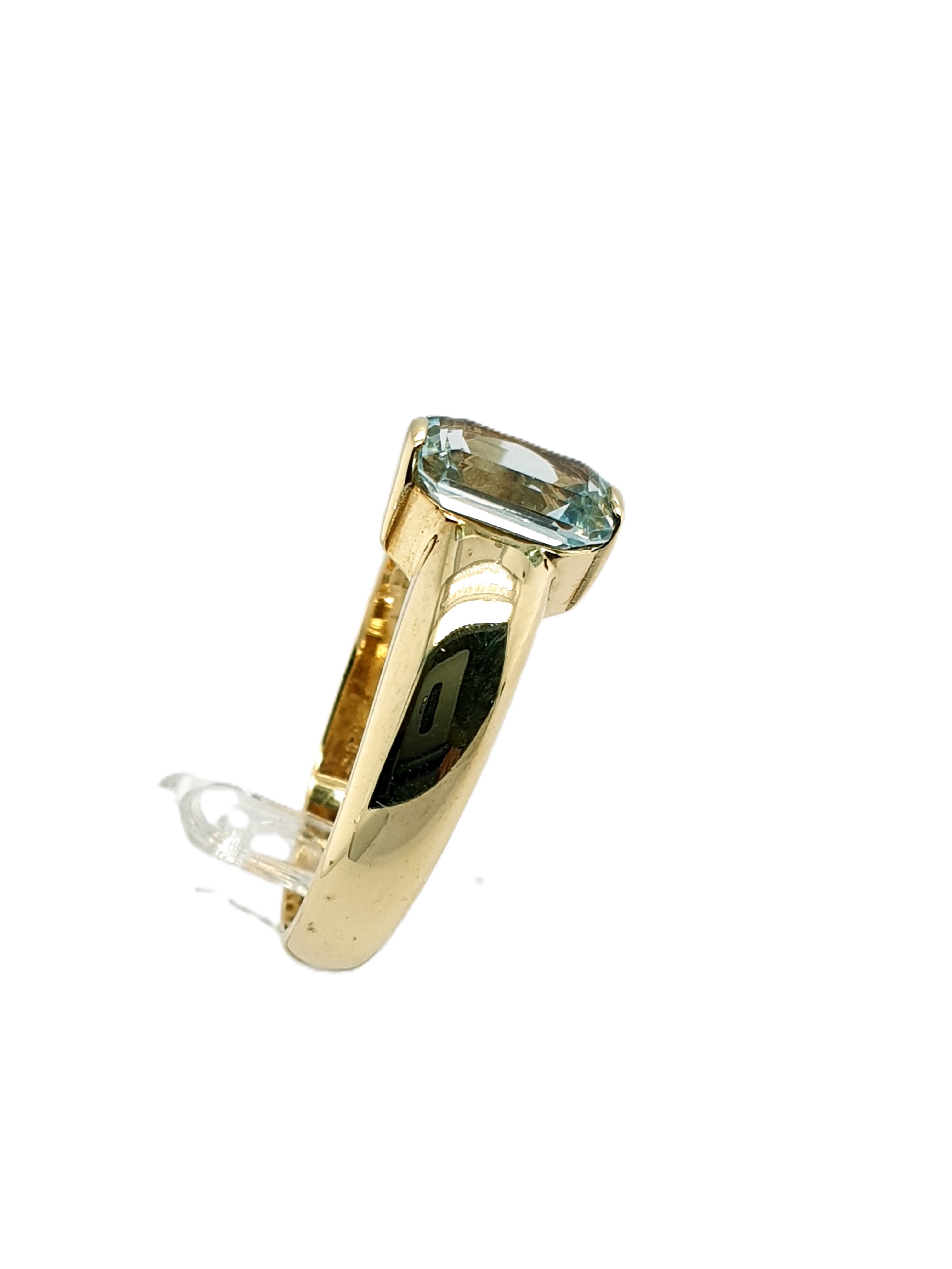 Gold Ring 585/14kt Gr.57 mit Schmuckstein Hellblau