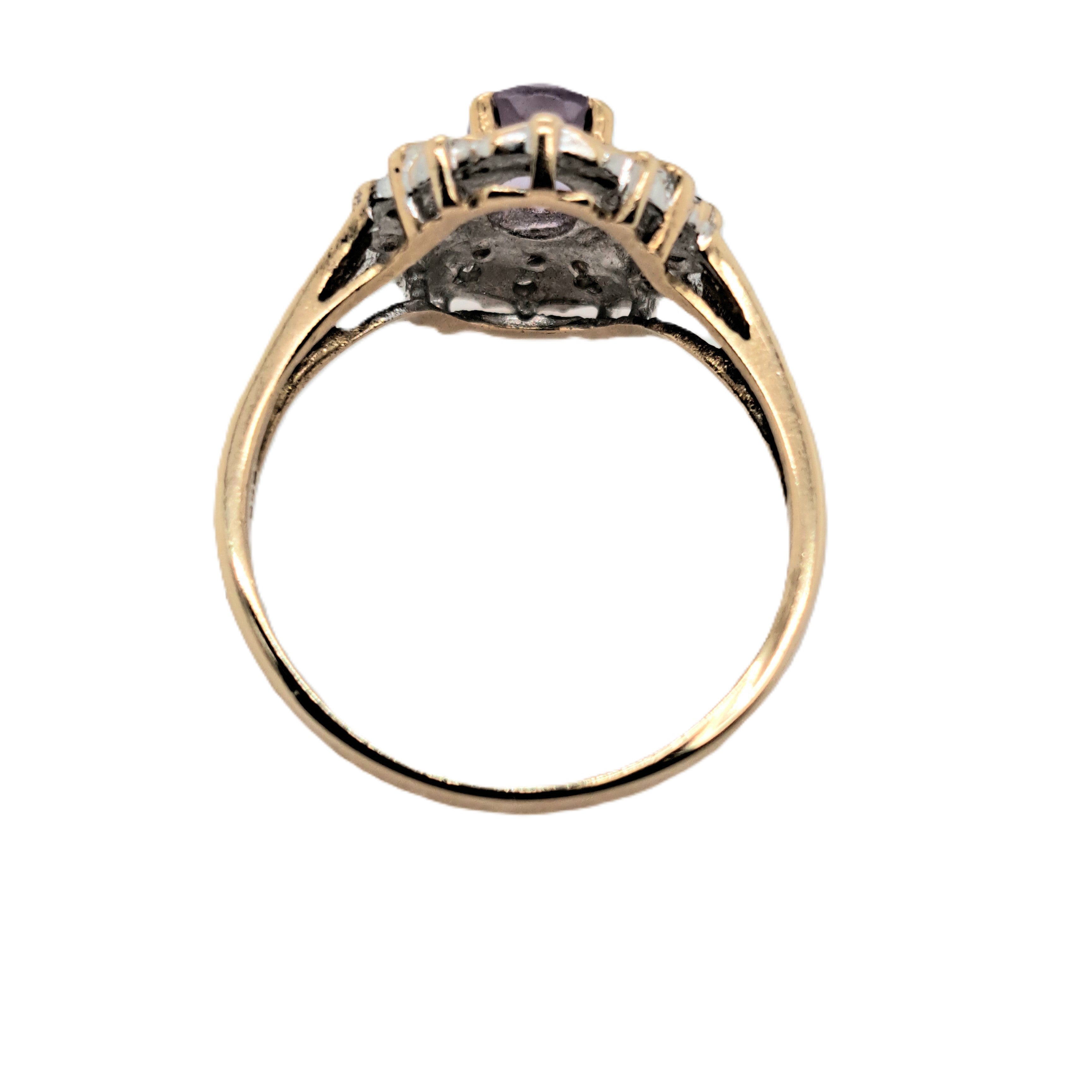 Ring Gelbweißgold 585/14kt 18 Diamanten 1 Amethyst Gr.56