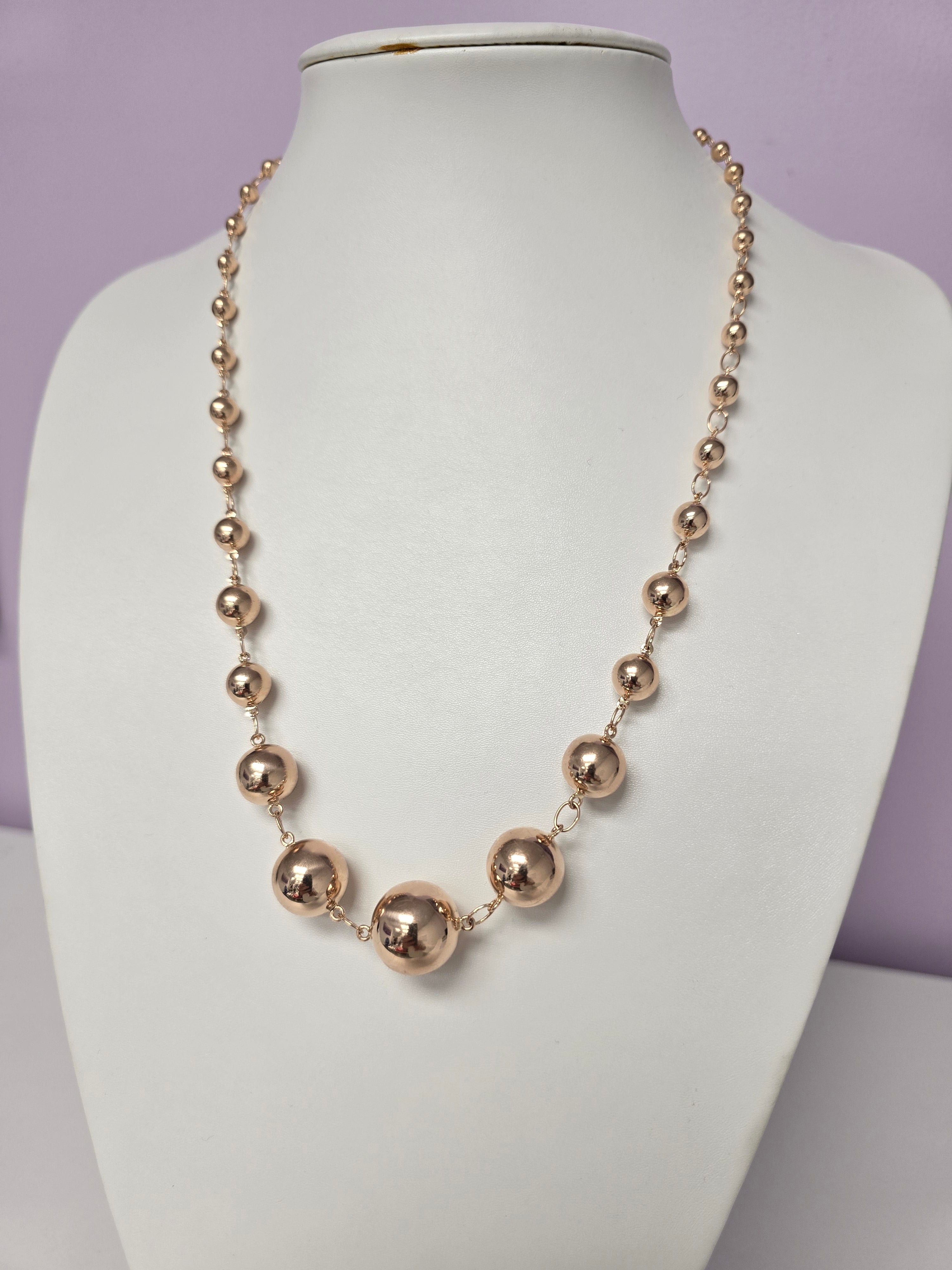 Kette Collier Rot Gold 585 Kugel Damen Schmuck