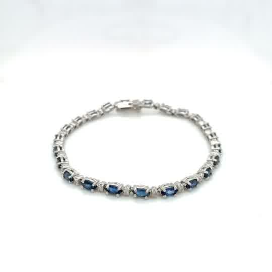 Armband Gold 585 Weißgold 14Kt Brillant Saphire L: 18cm