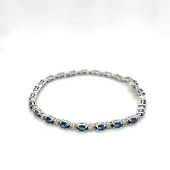 Armband Gold 585 Weißgold 14Kt Brillant Saphire L: 18cm