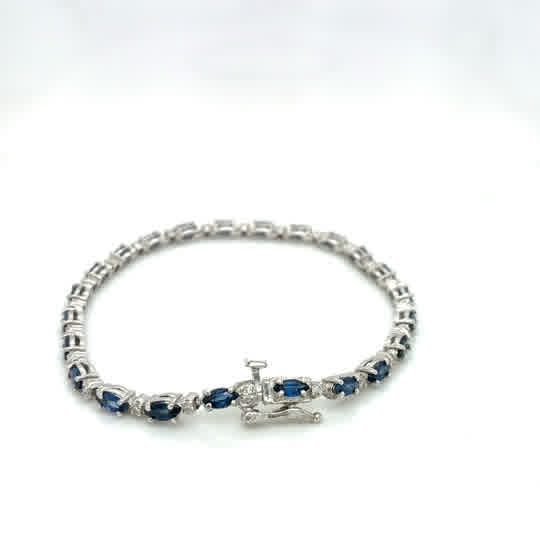 Armband Gold 585 Weißgold 14Kt Brillant Saphire L: 18cm