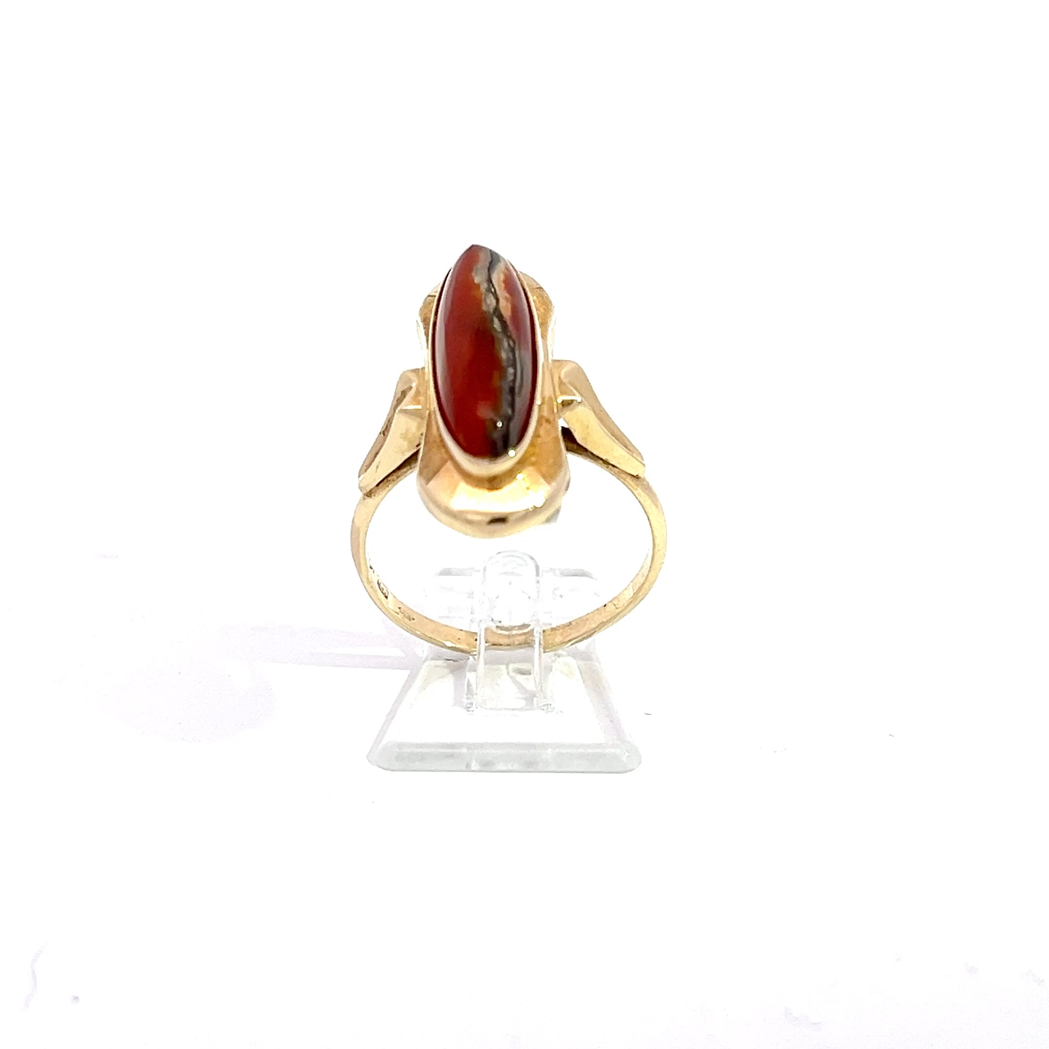 Damenring Gold 585 14kt. Schmuckstein rot-braun *58*