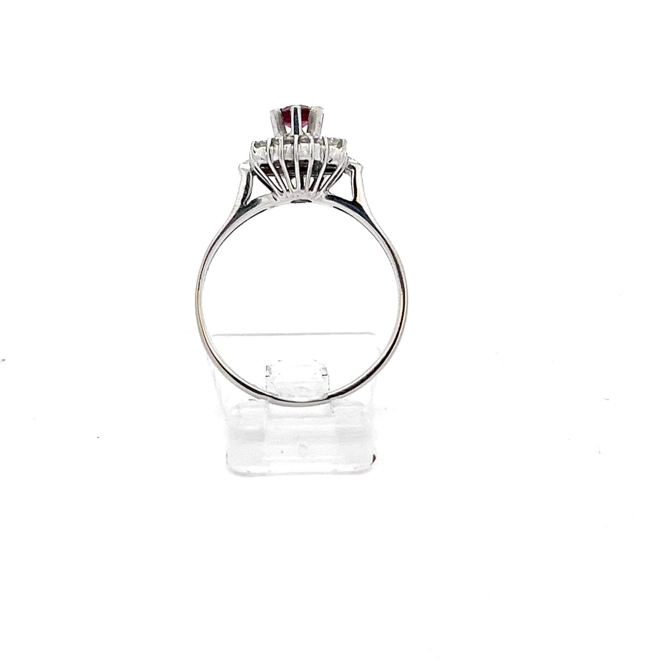 Ring Weiß Gold 750 Diamanten und Farbstein rosa *53*
