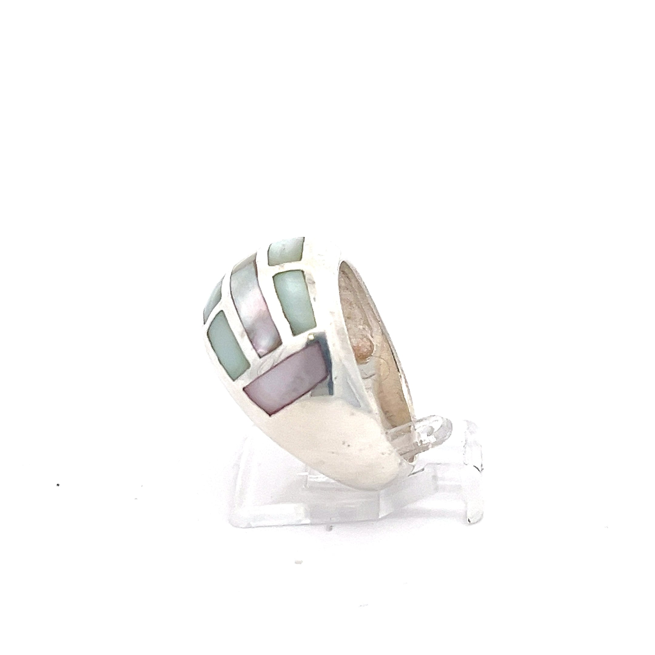 Pastell Sterling Silber 925 Damenring pink, grün, blau *58