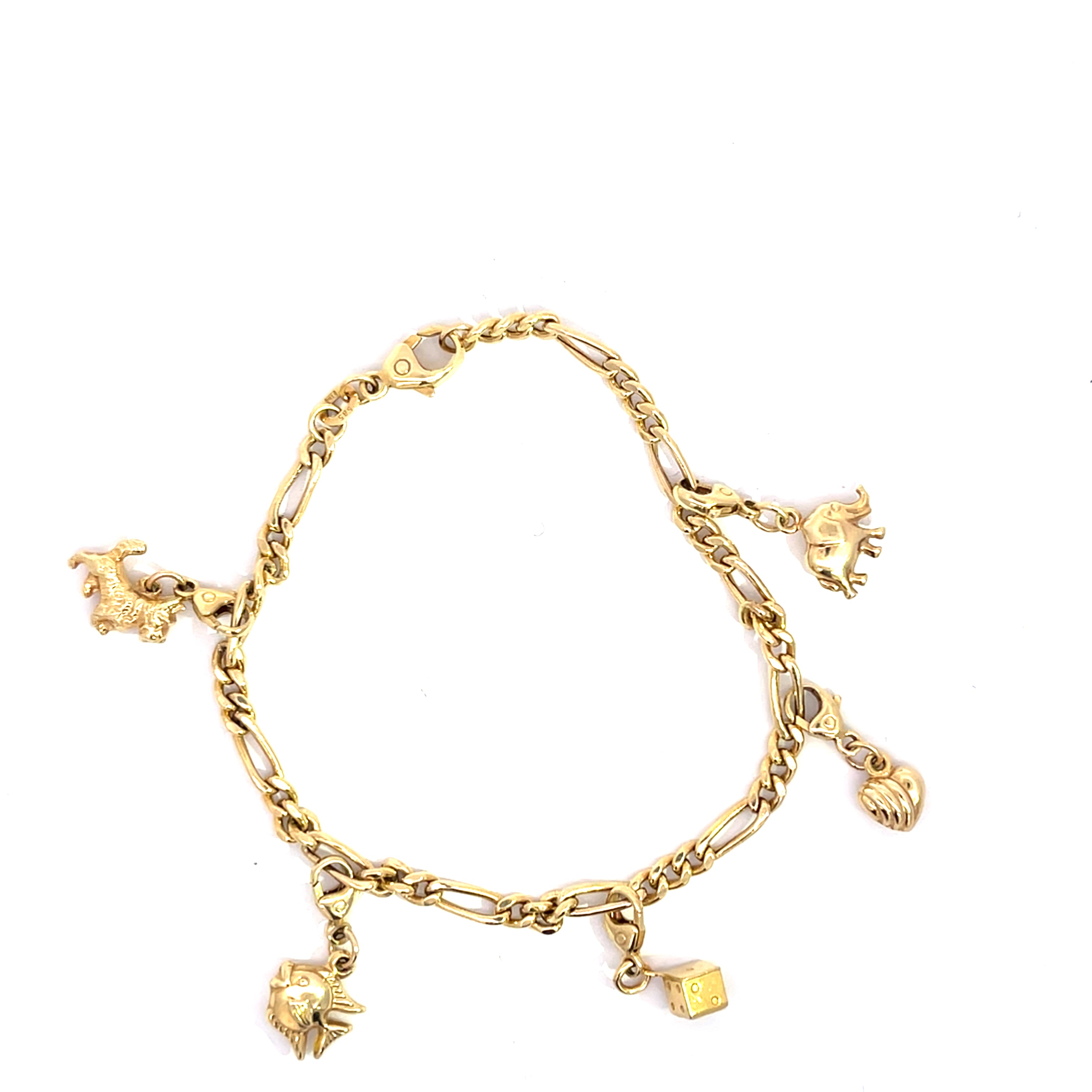 Damen Armkette Gold 5 Anhänger ca. 19cm