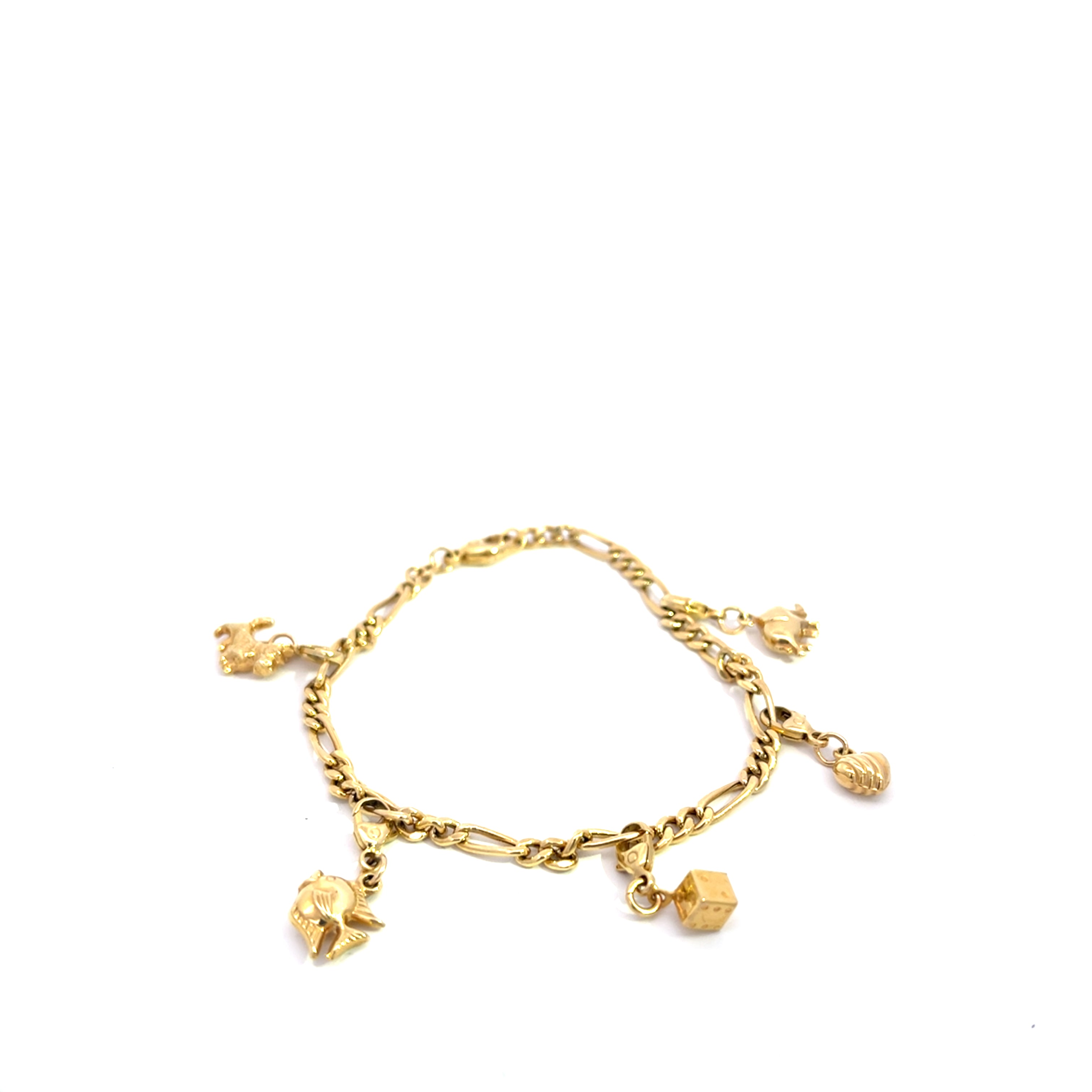 Damen Armkette Gold 5 Anhänger ca. 19cm