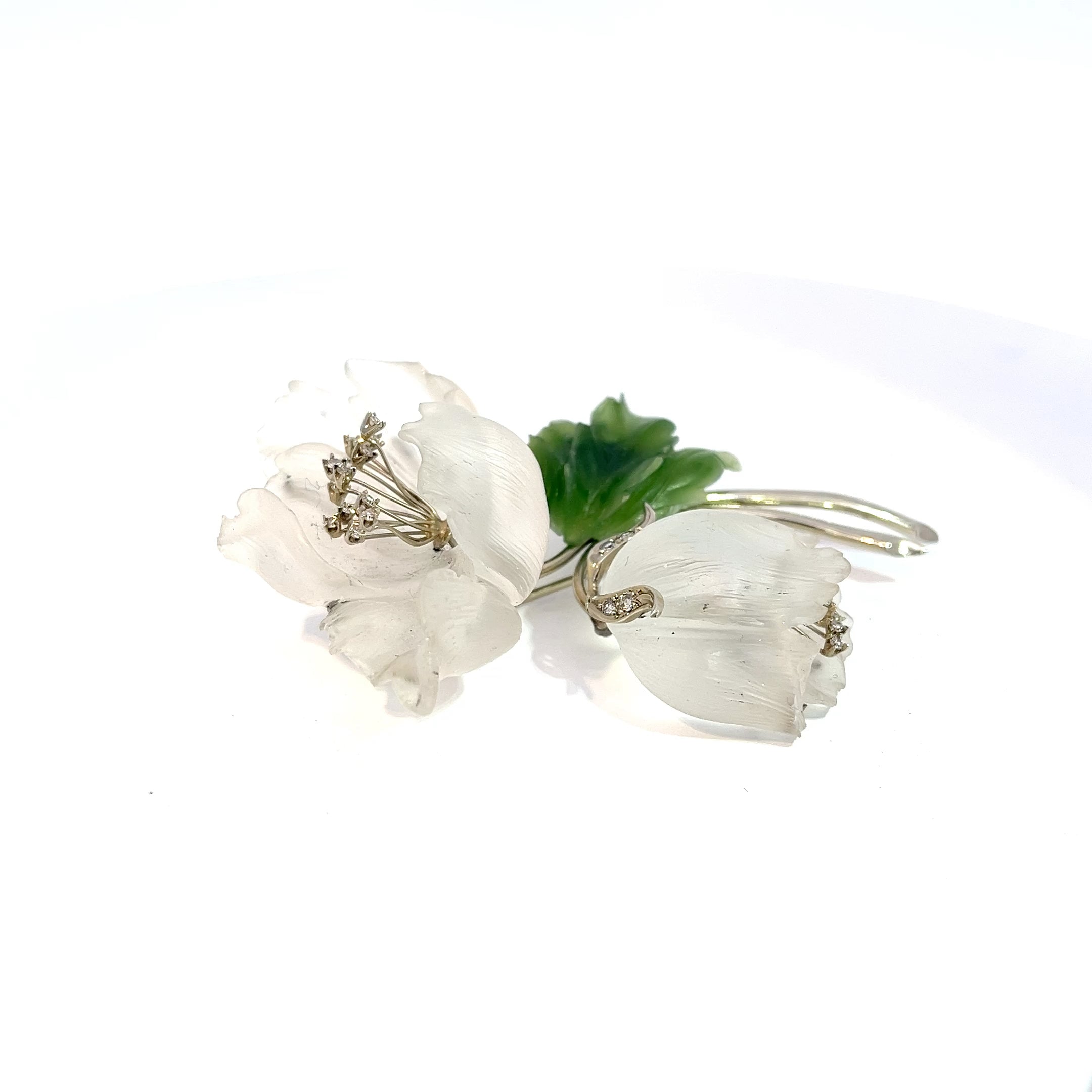 Brosche florales Design Gold mit 20 Diamanten