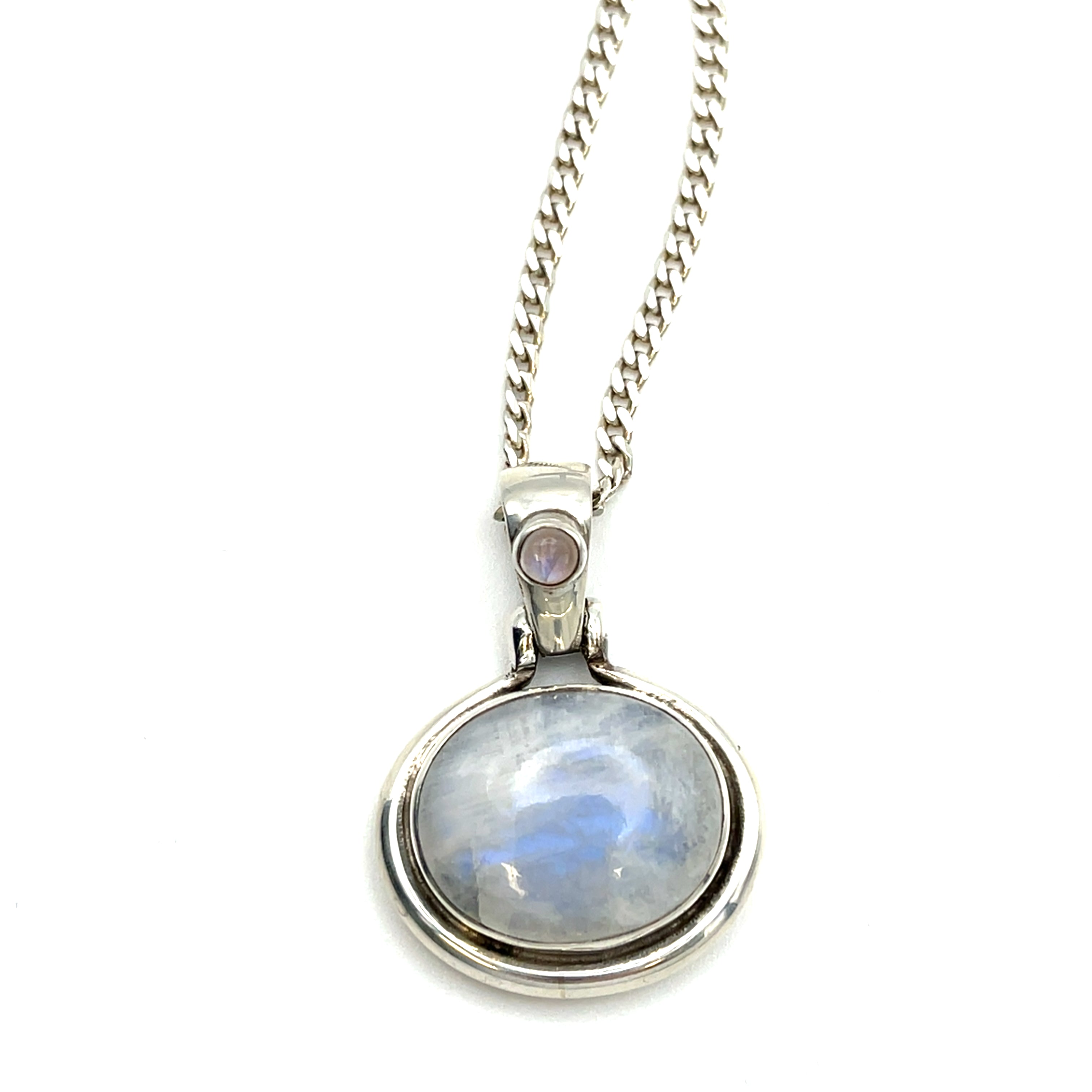 Kette Sterling Silber mit Farbstein weiß blau