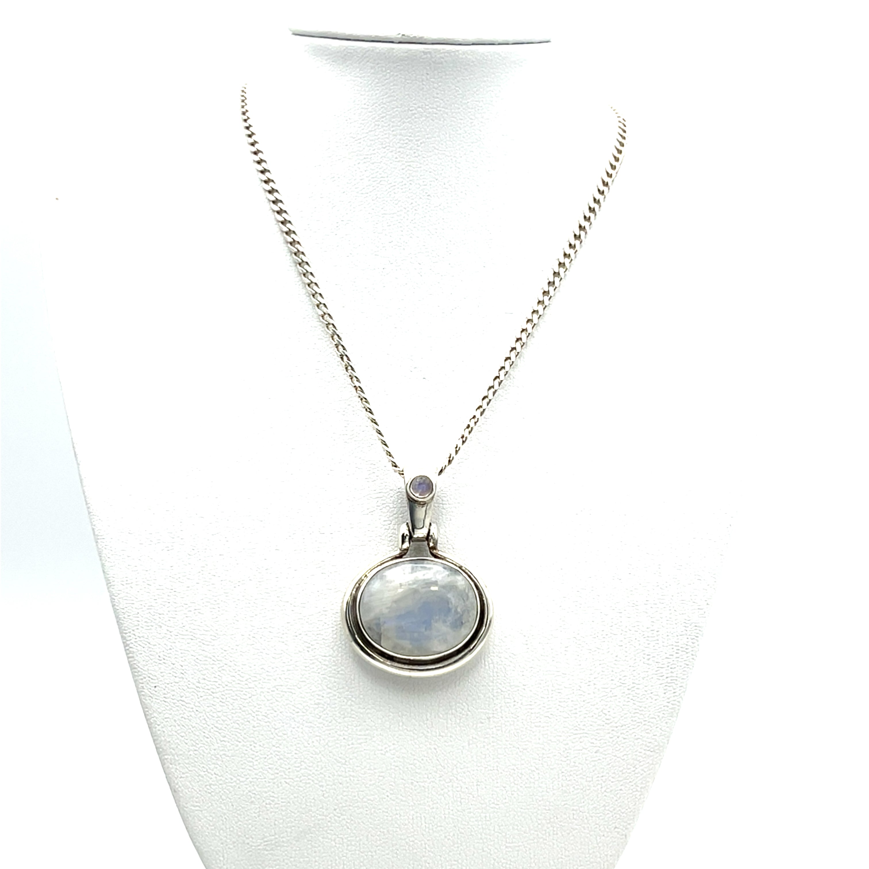 Kette Sterling Silber mit Farbstein weiß blau