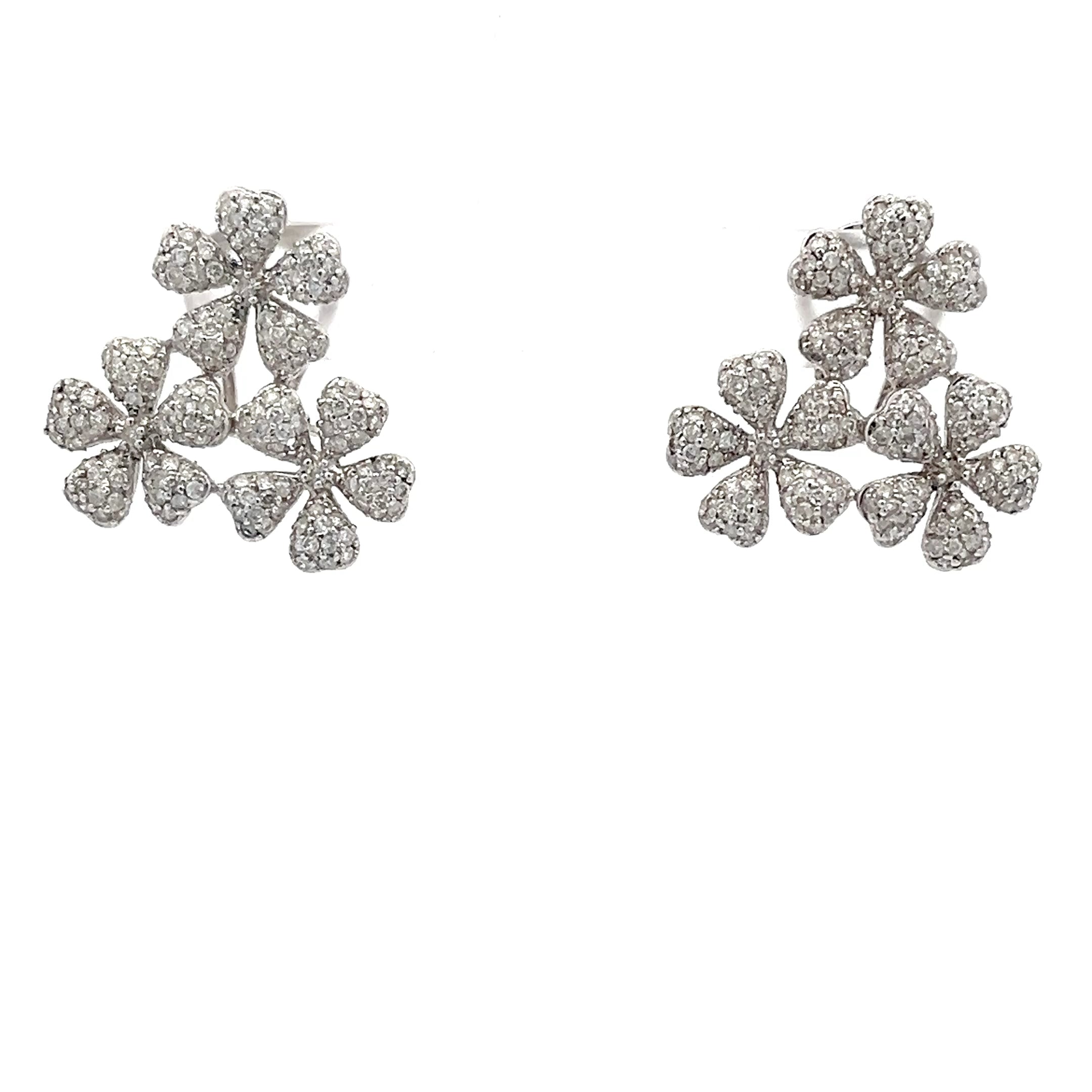 Blumen Ohrringe Weißgold mit Diamanten
