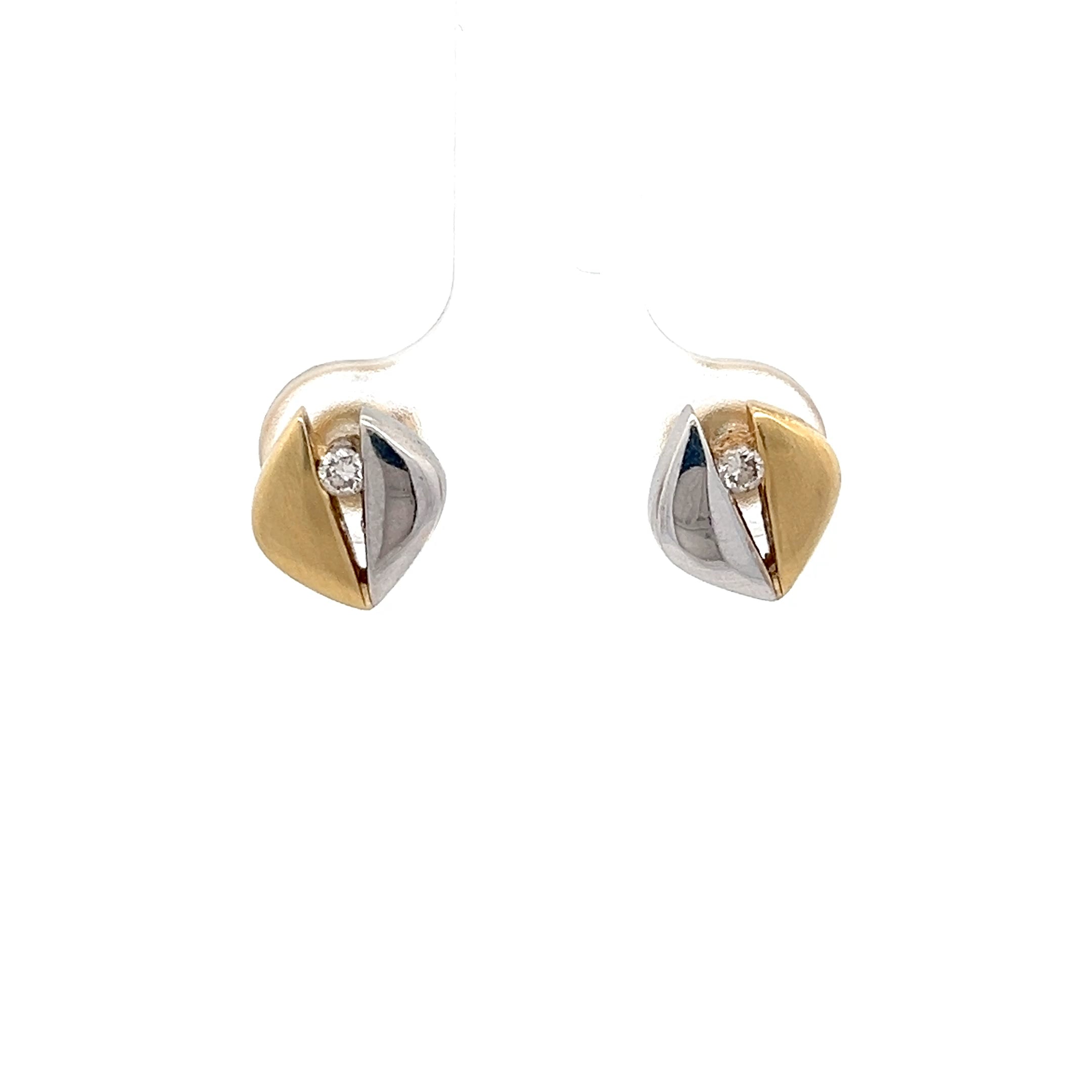Ohrstecker Gelbgold und Weißgold mit Zirkonia 585 14 Karat